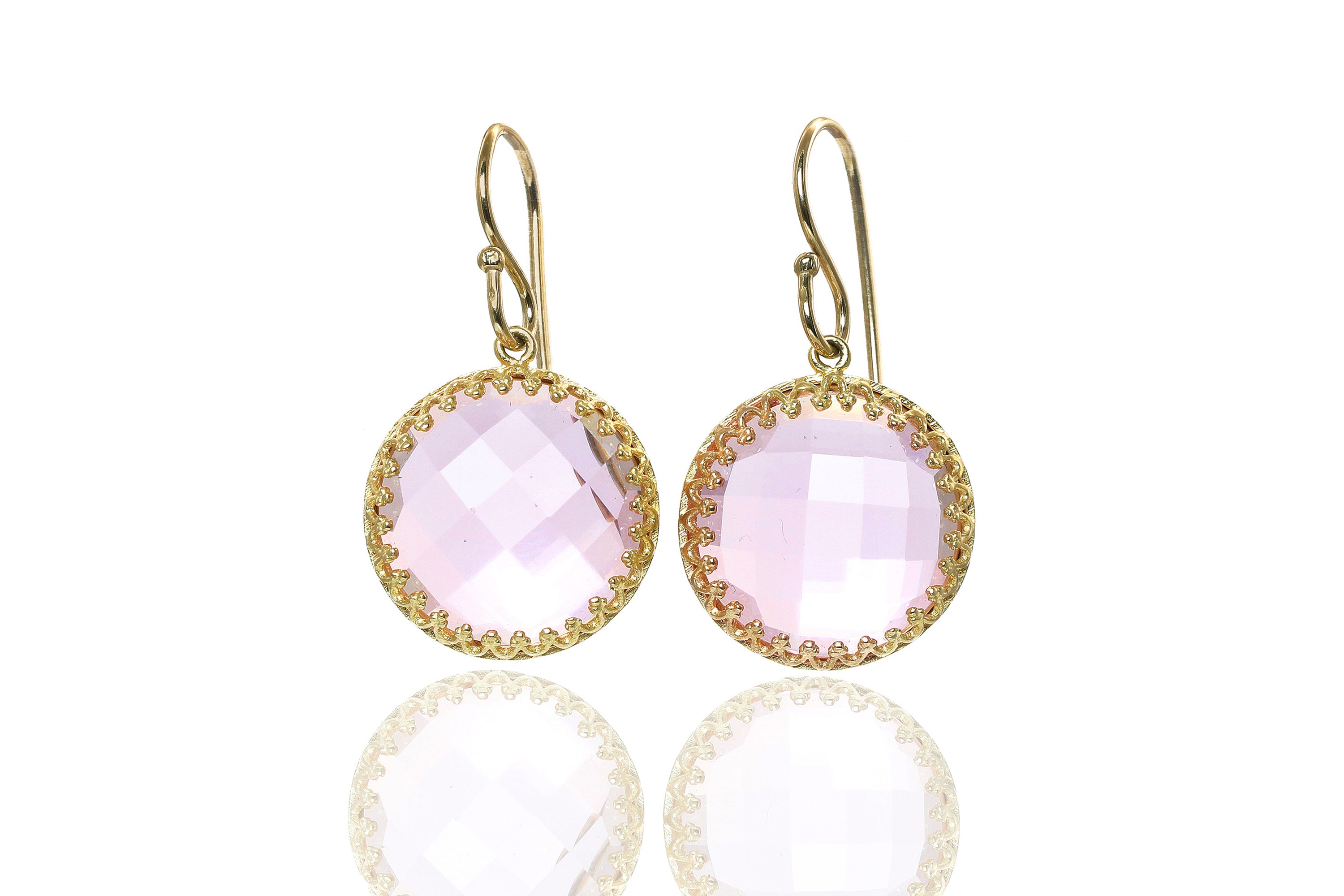 Statement Rose Quartz Gold Earrings Earrings Anemone Jewelry