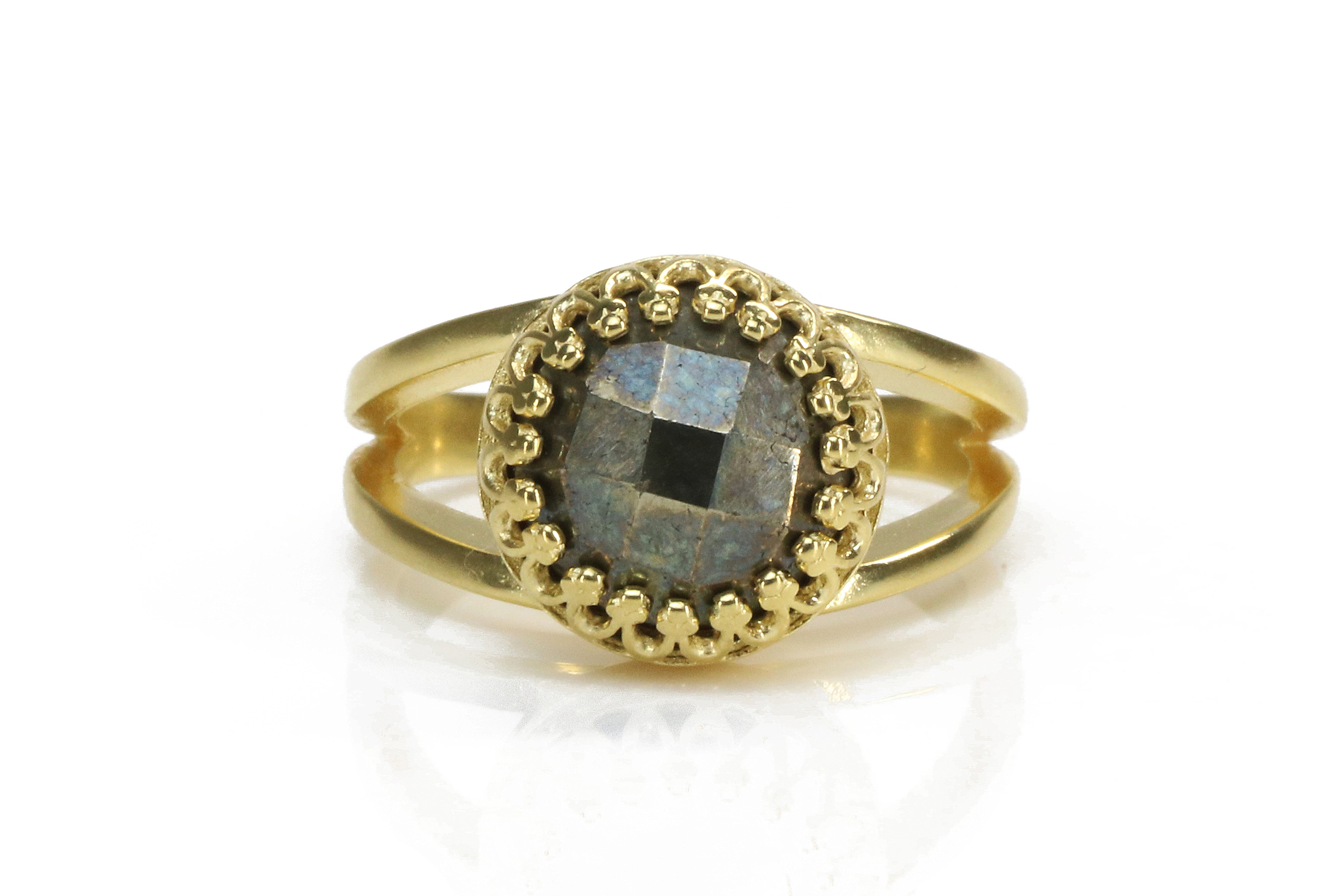 Natural 14K Delicate Gold Pyrite Ring Rings Anemone Jewelry