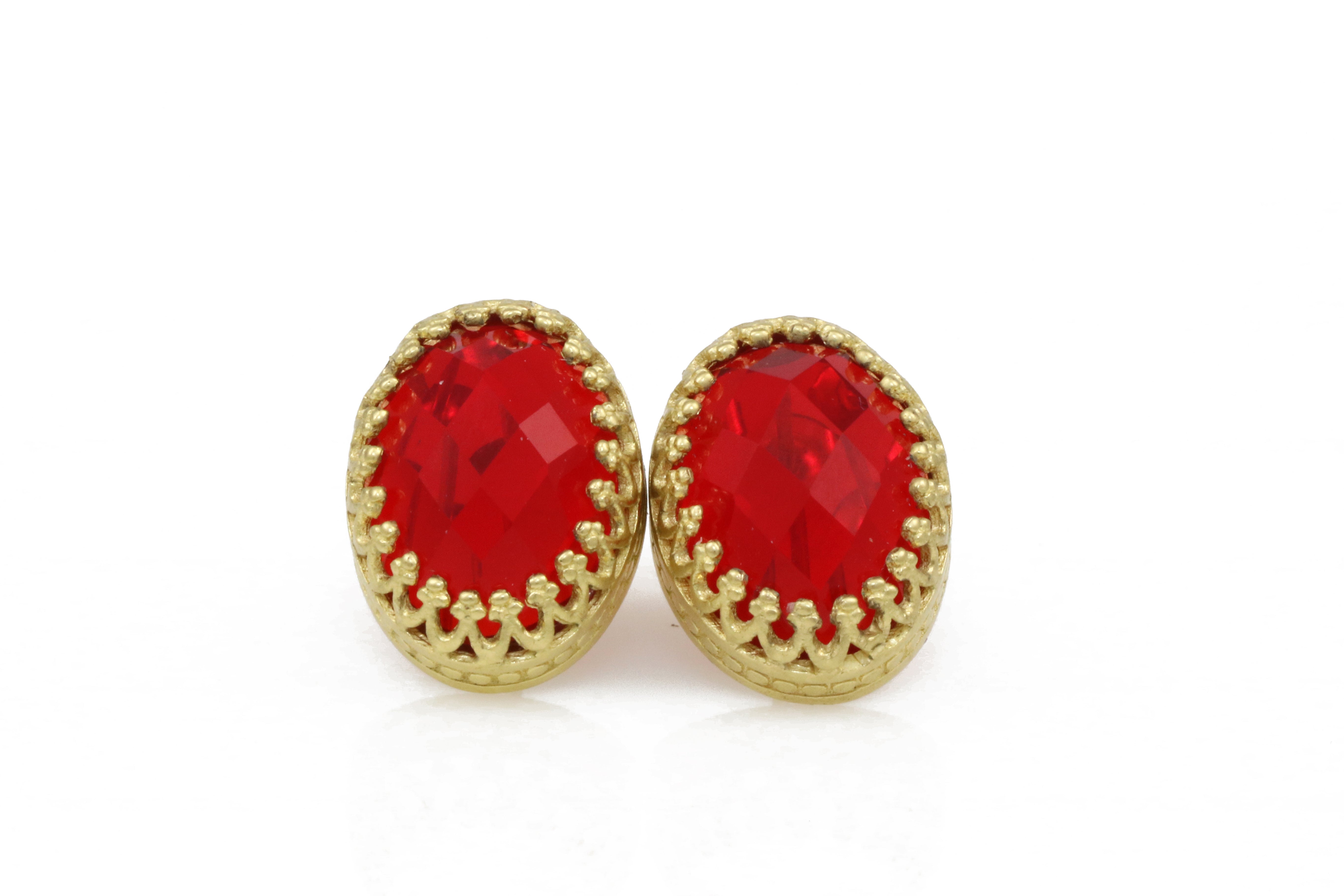 Amazing Red Ruby Gold Stud Earrings Earrings Anemone Jewelry