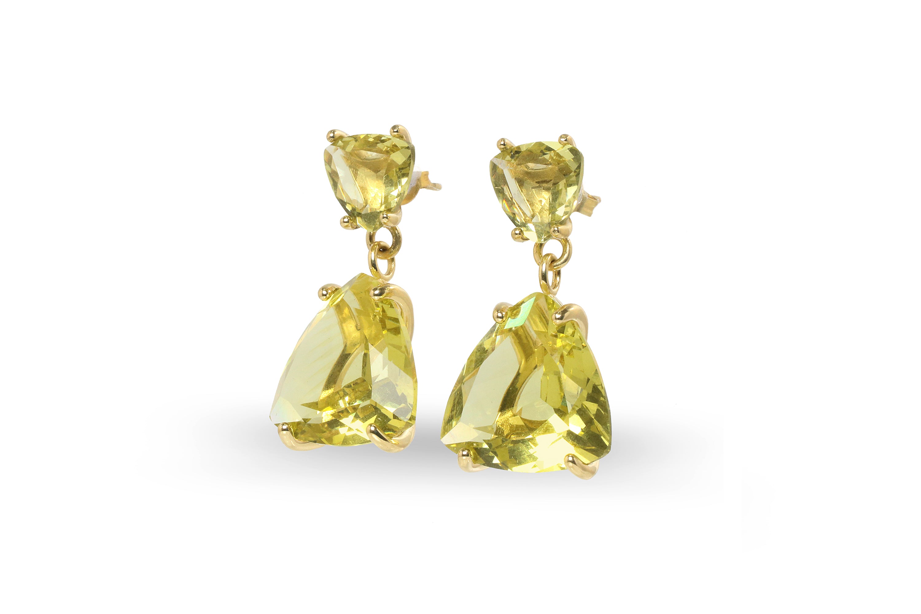 Bright Lemon Quartz Earrings in Gold Earrings Anemone Jewelry