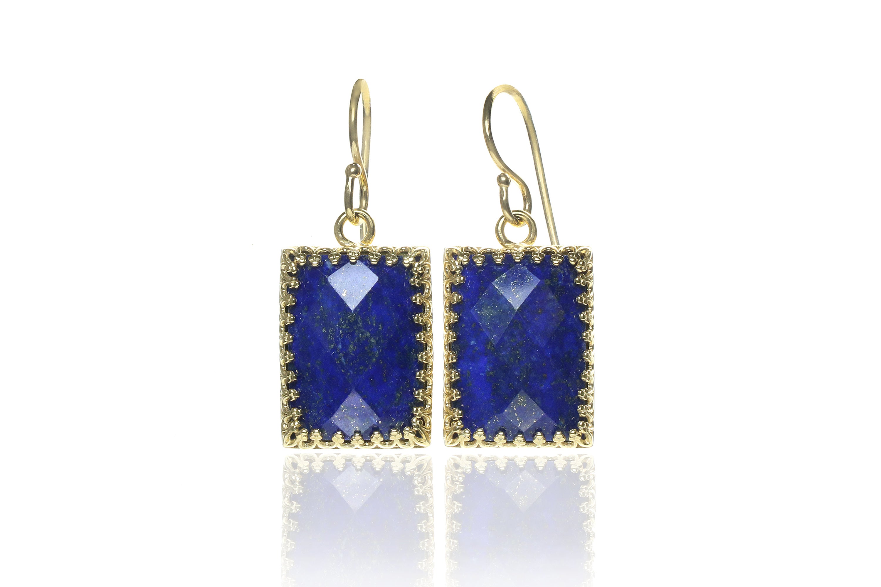 Rectangle Lapis Lazuli Gold Earrings Earrings Anemone Jewelry