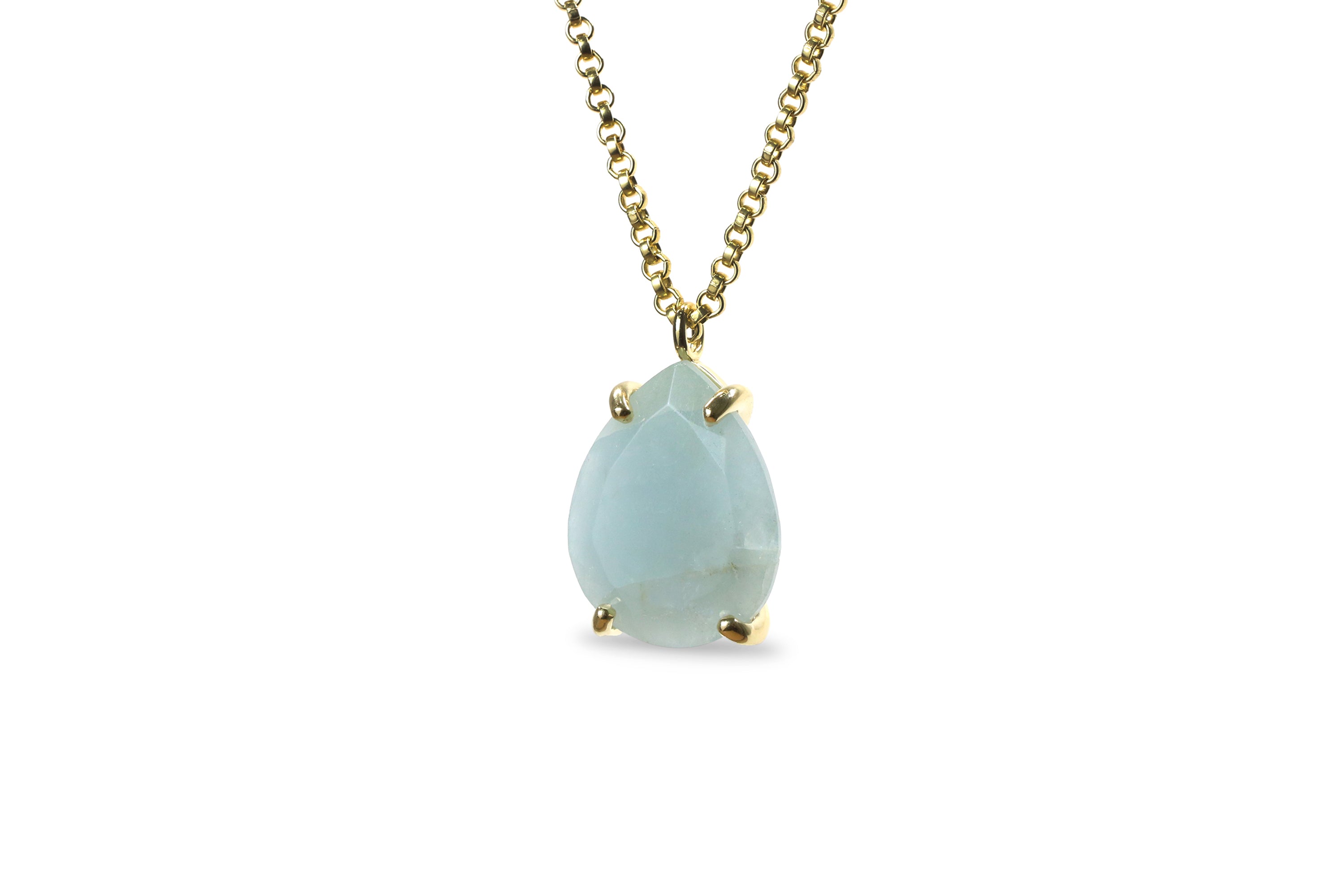 Pear Aquamarine Pendant Necklace necklaces Anemone Jewelry