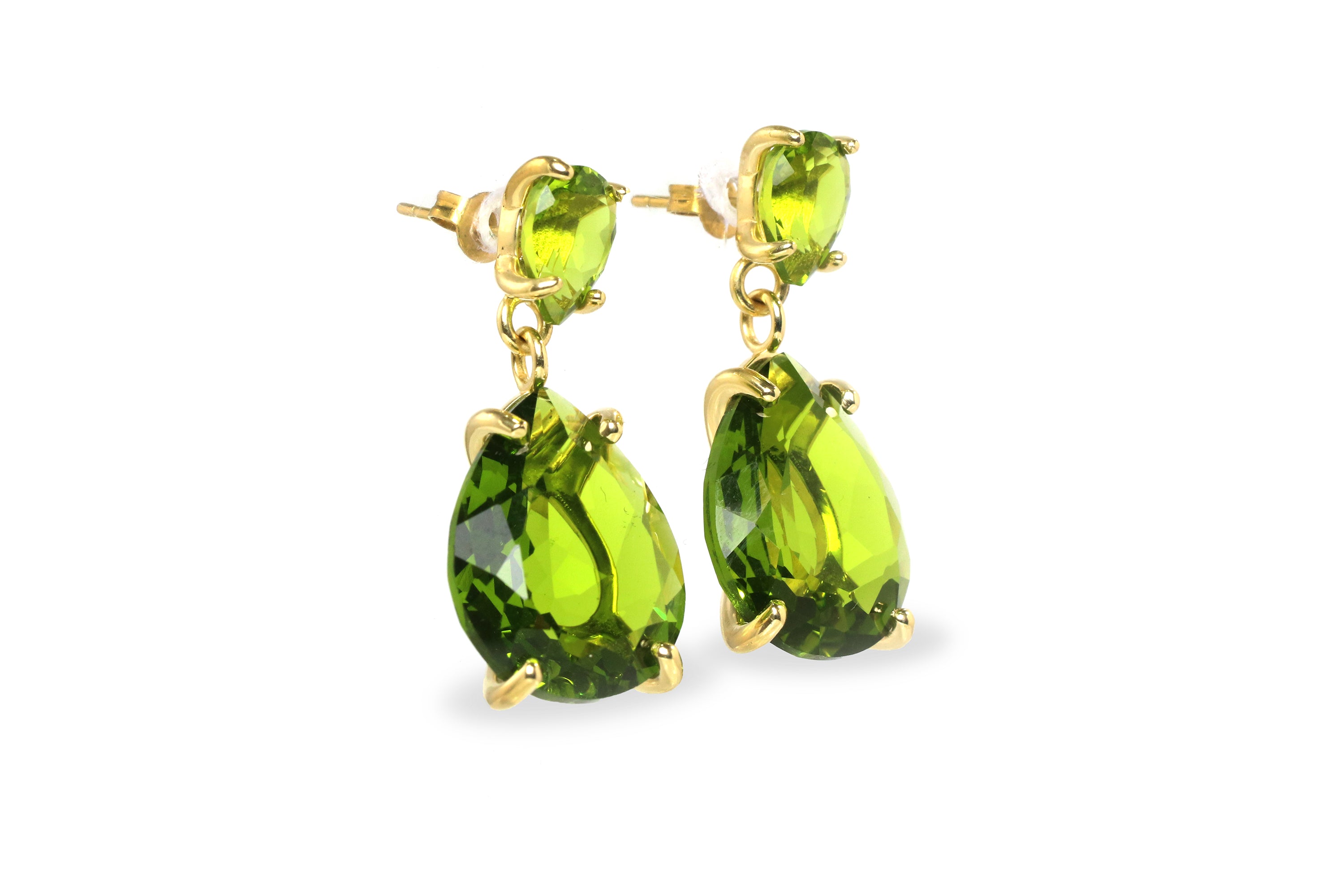 Double Pear Peridot Earrings Earrings Anemone Jewelry