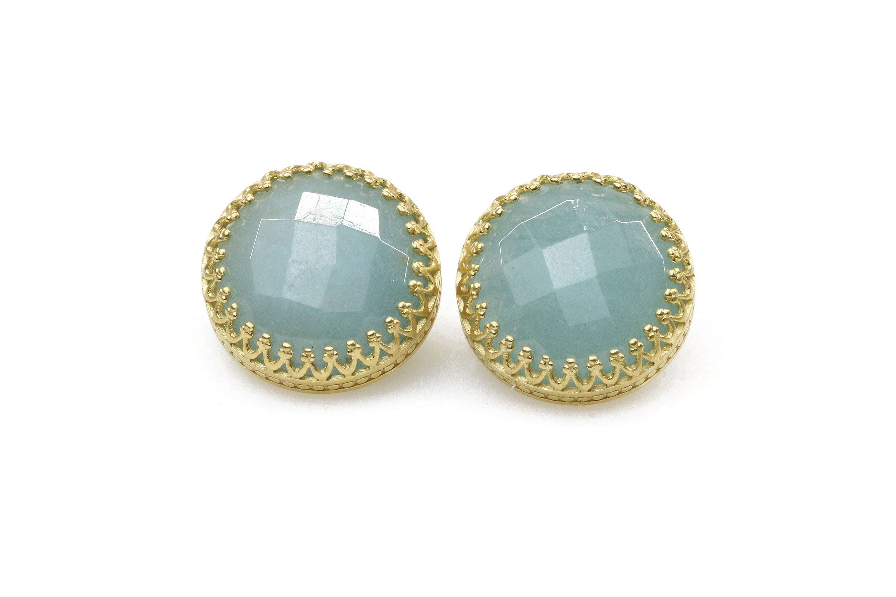 Statement Aquamarine Stud Earrings Earrings Anemone Jewelry