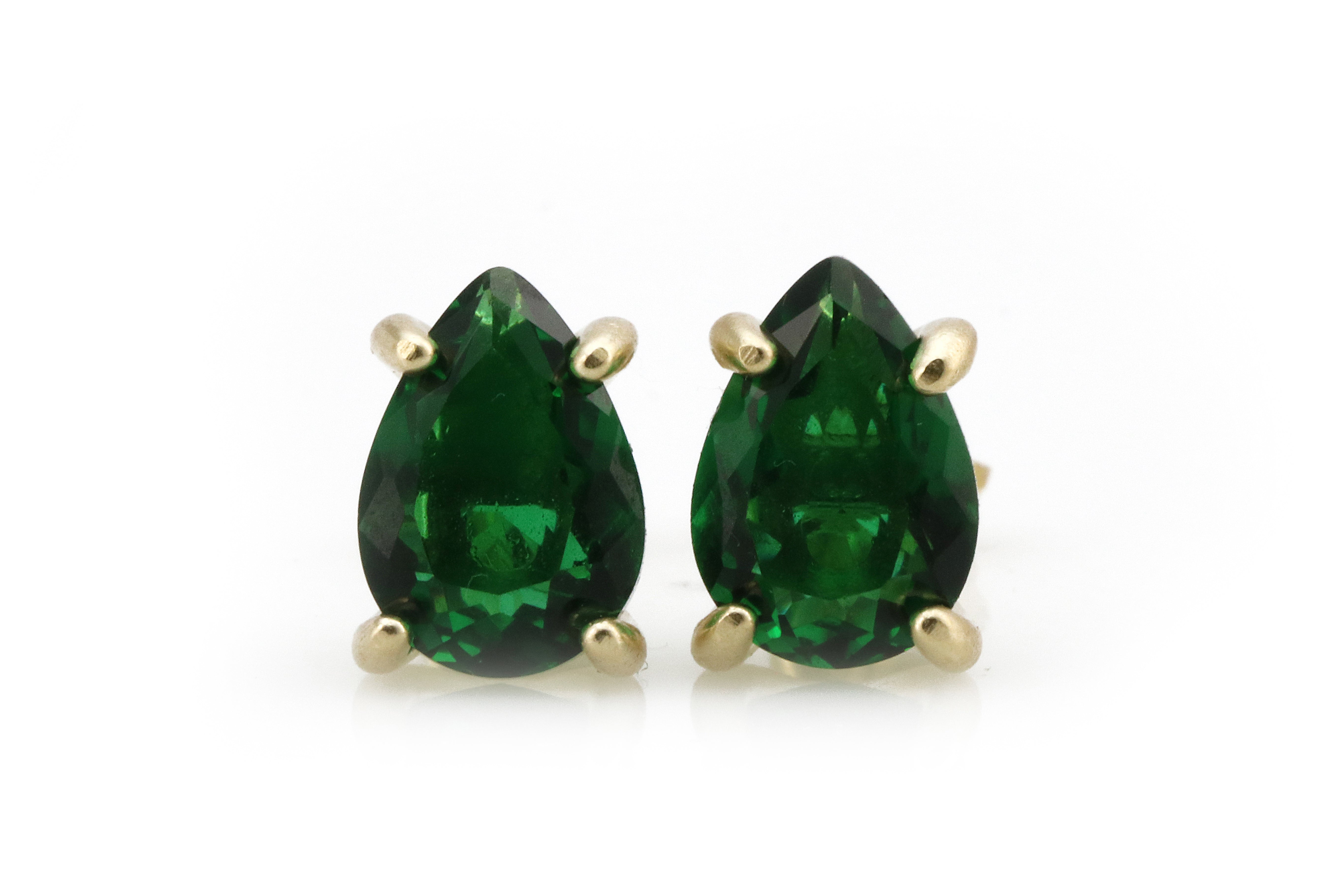 Pear Emerald 14k Gold Stud Earrings Earrings Anemone Unique