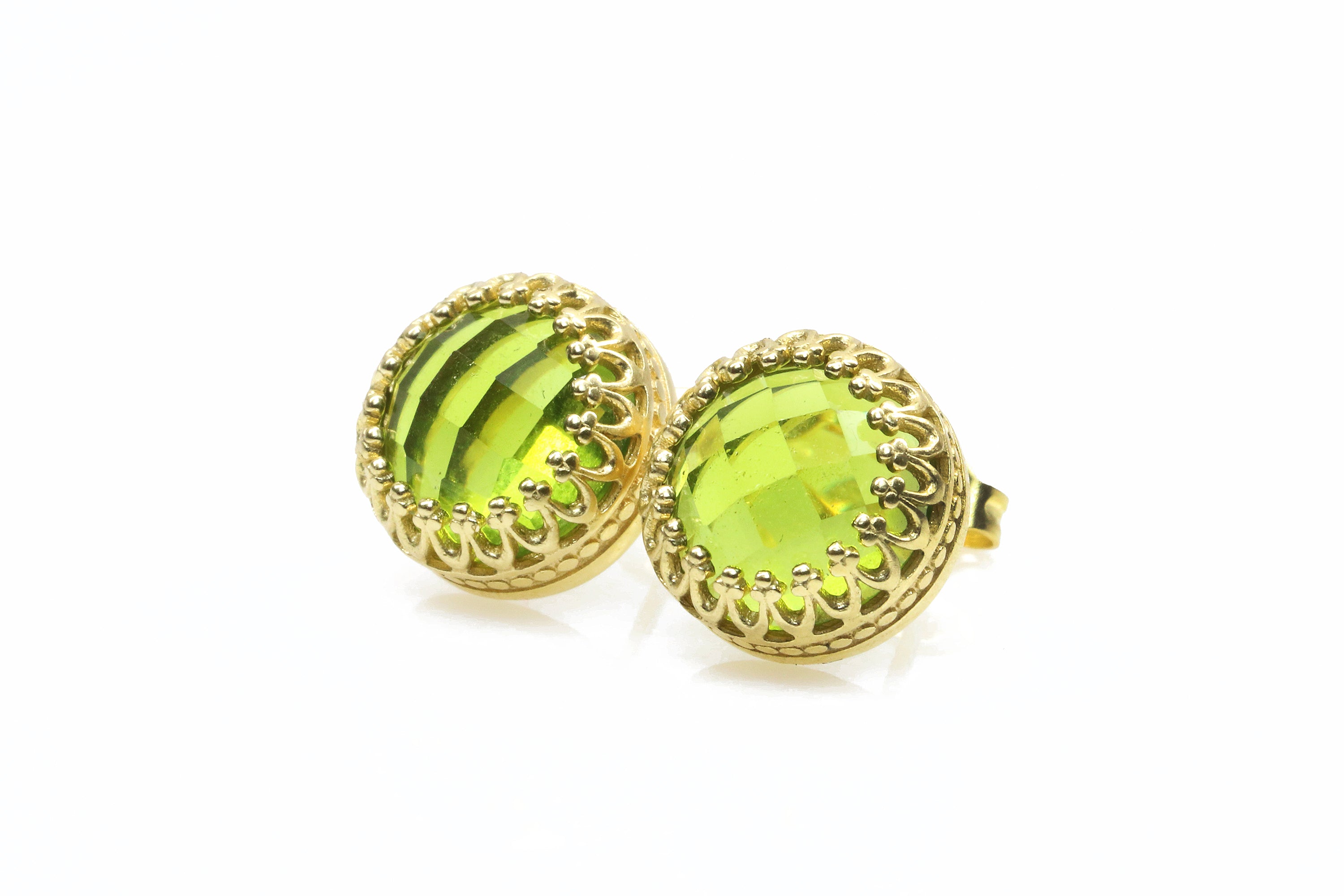 Lustrous Peridot Jewelry Earrings in 14k Gold Earrings Anemone Jewelry