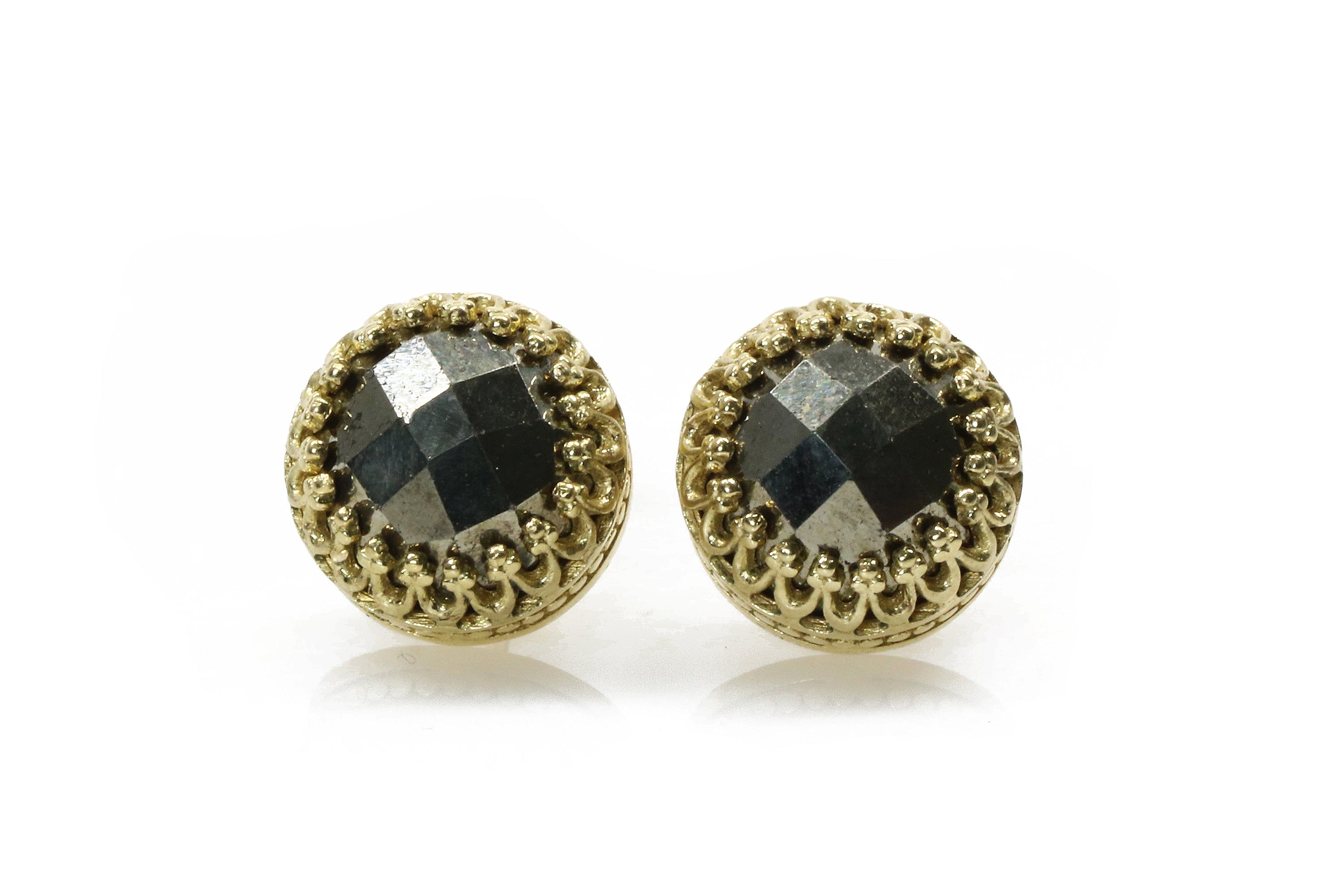 Pyrite Gold Stud Earrings Earrings Anemone Jewelry