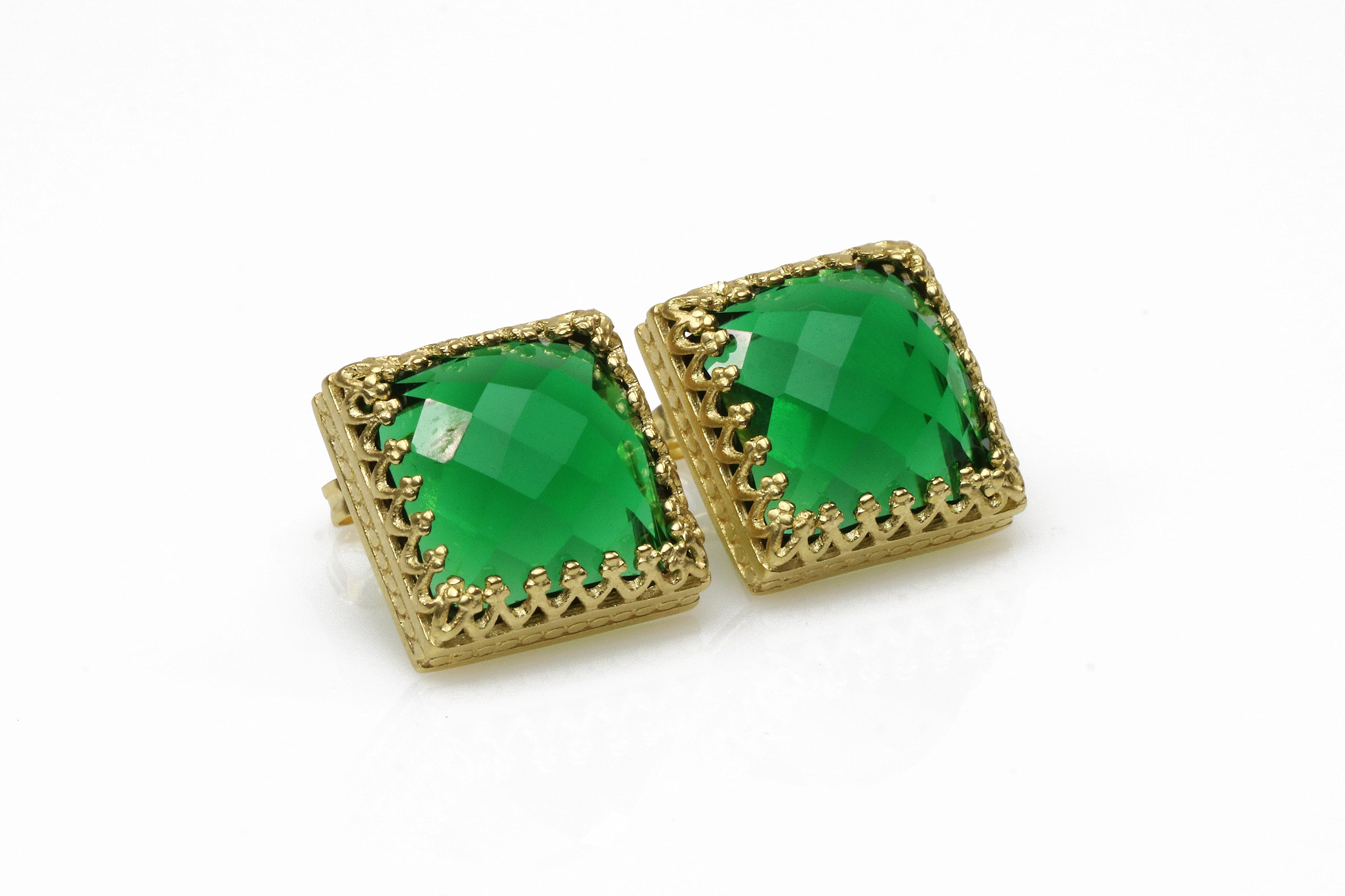 Gold Filled Emerald Earrings for Women Earrings Anemone Jewelry