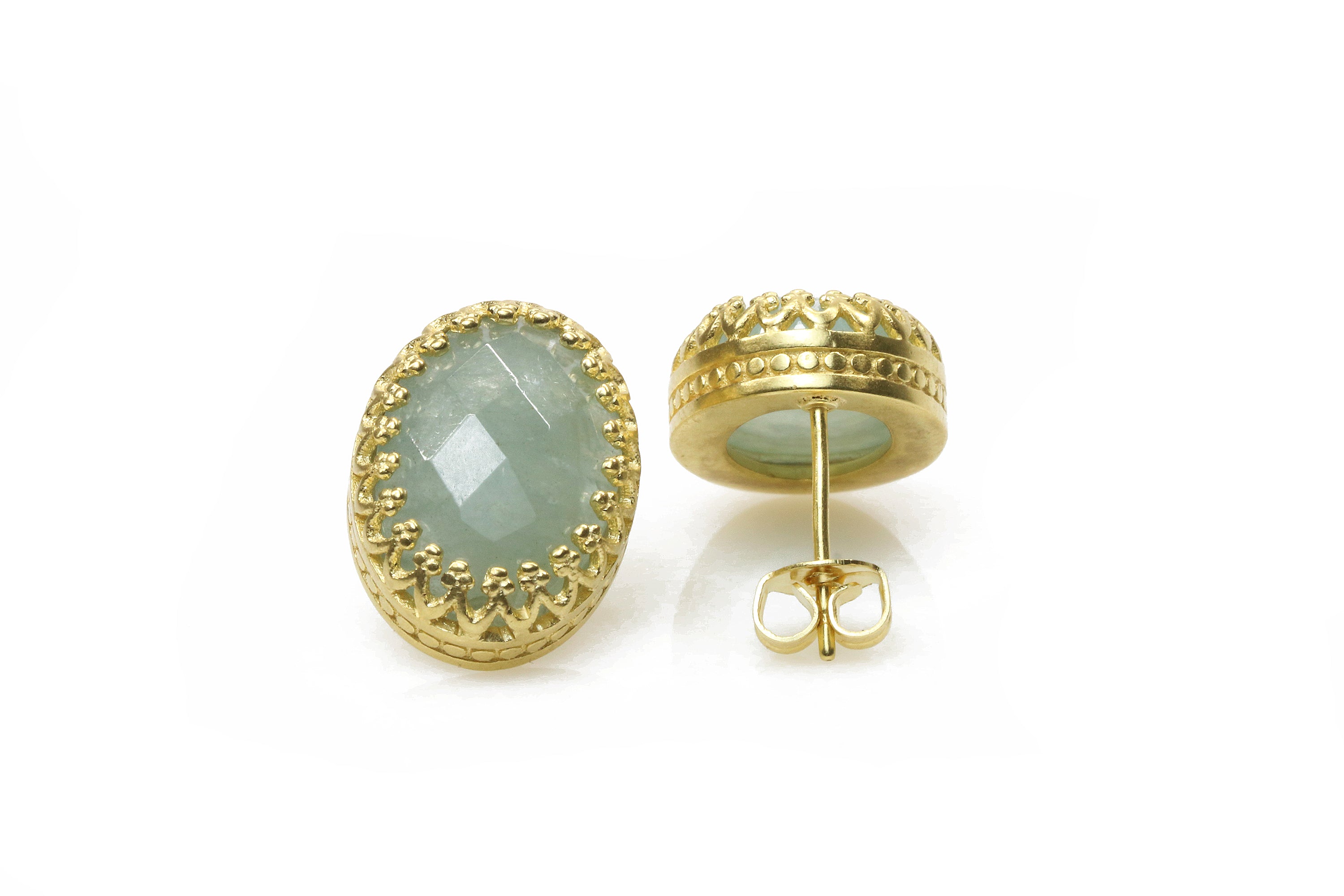 Oval Aquamarine Gold Filled Earrings Earrings Anemone Jewelry