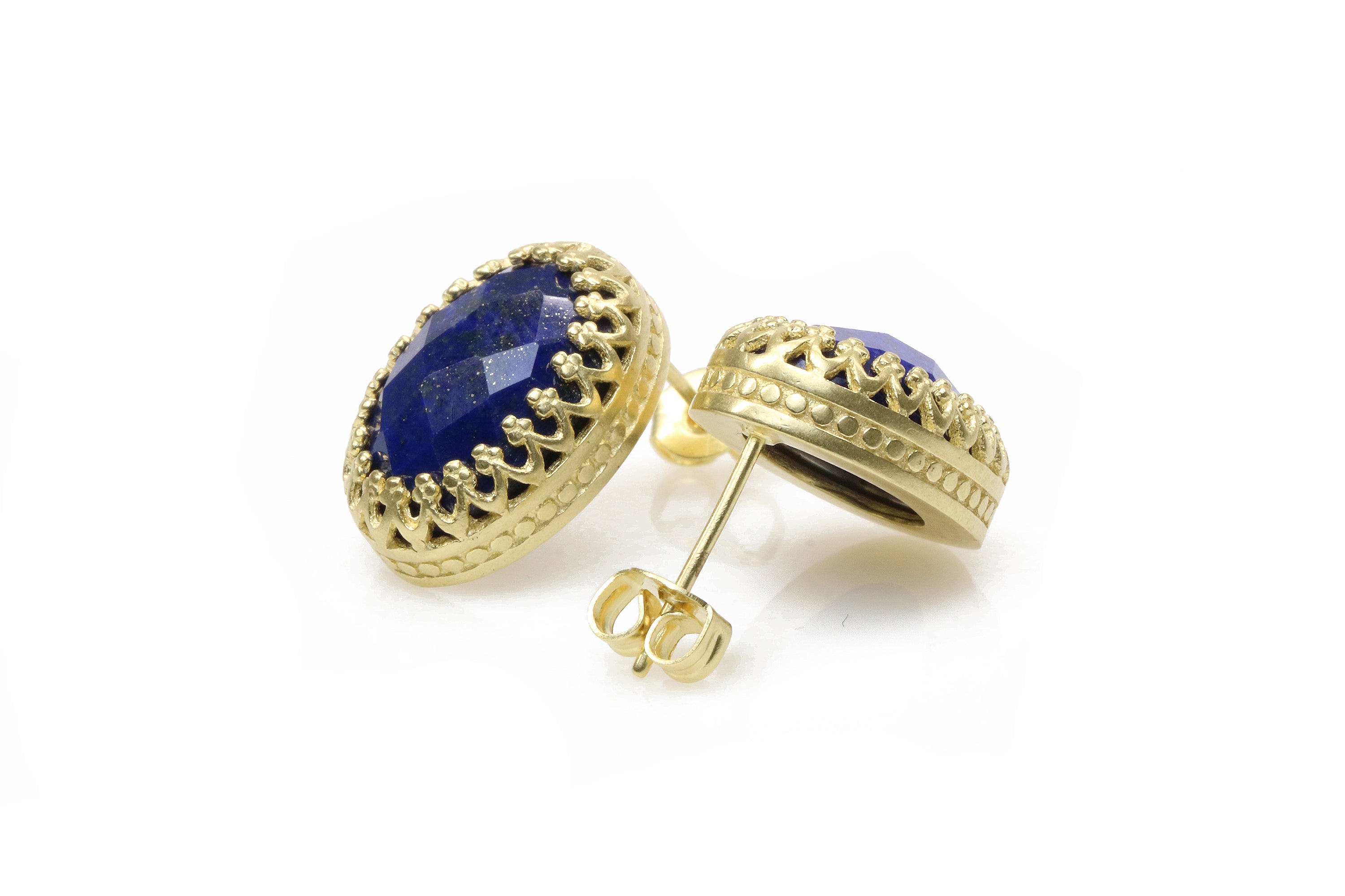 Luxurious Oval Lapis Lazuli Earrings in Rose Gold Earrings Anemone Jewelry