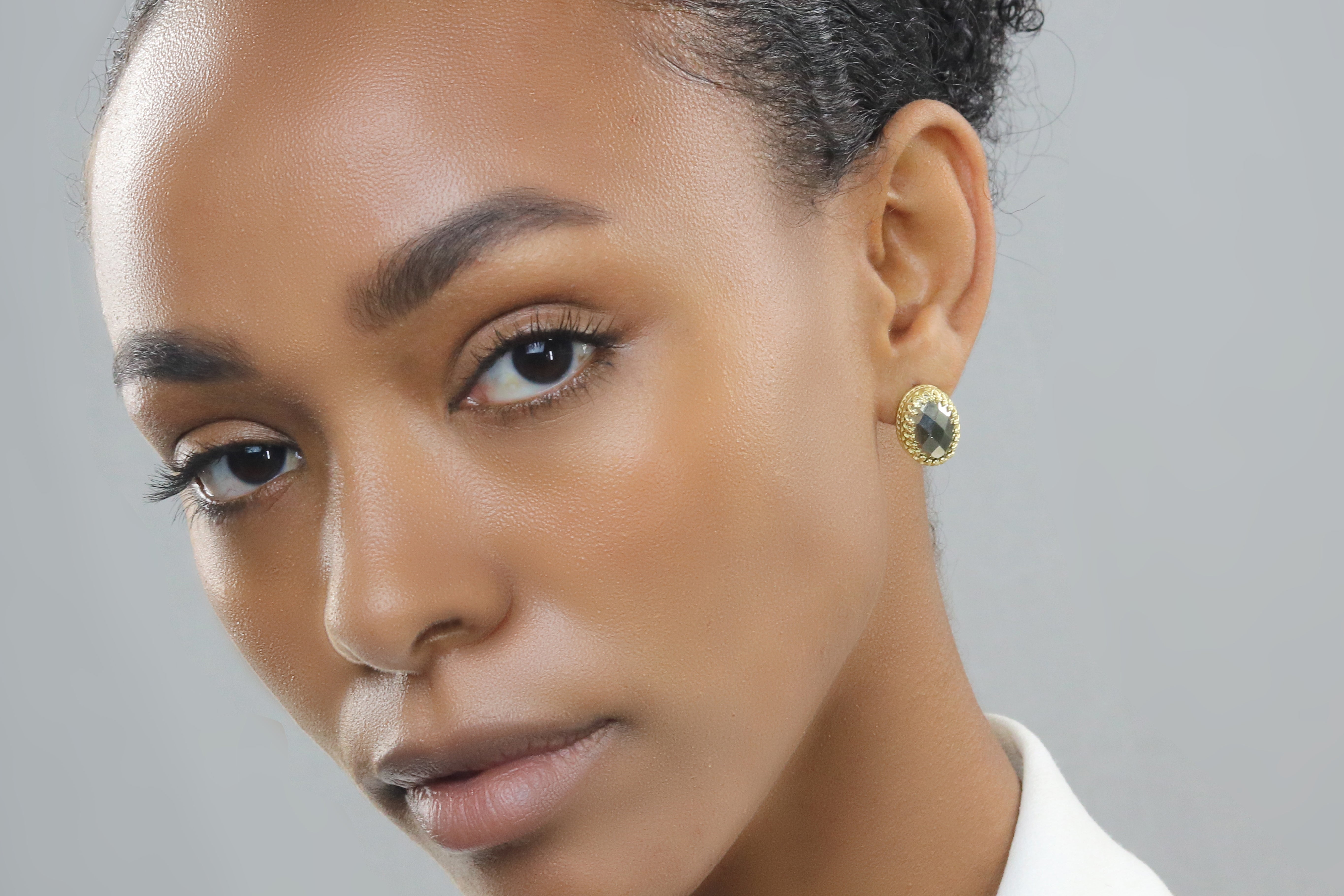 Alluring Pyrite Stone Rose Gold Earrings Earrings Anemone Jewelry