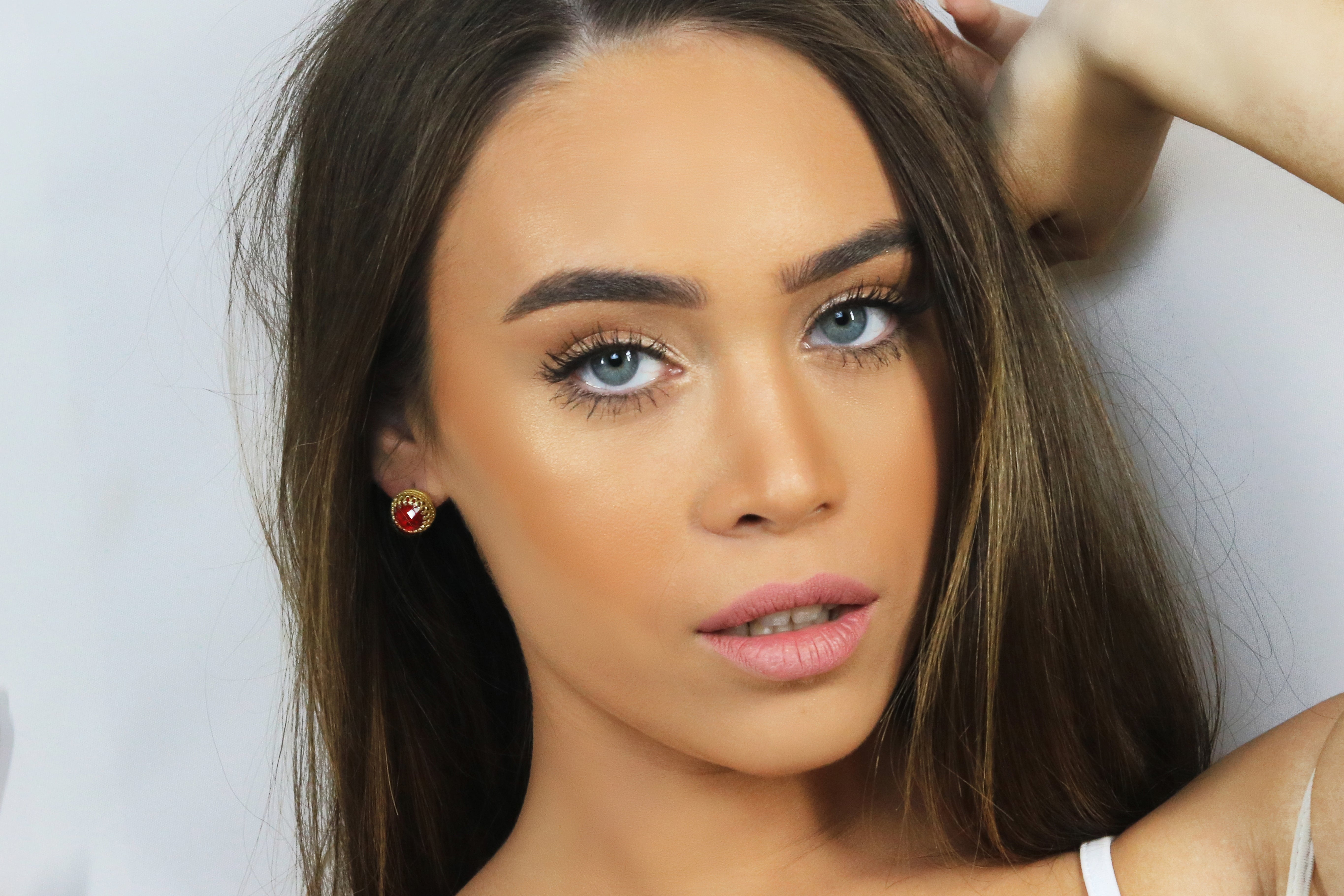 Round Ruby Gold Stud Earrings Earrings Anemone Jewelry