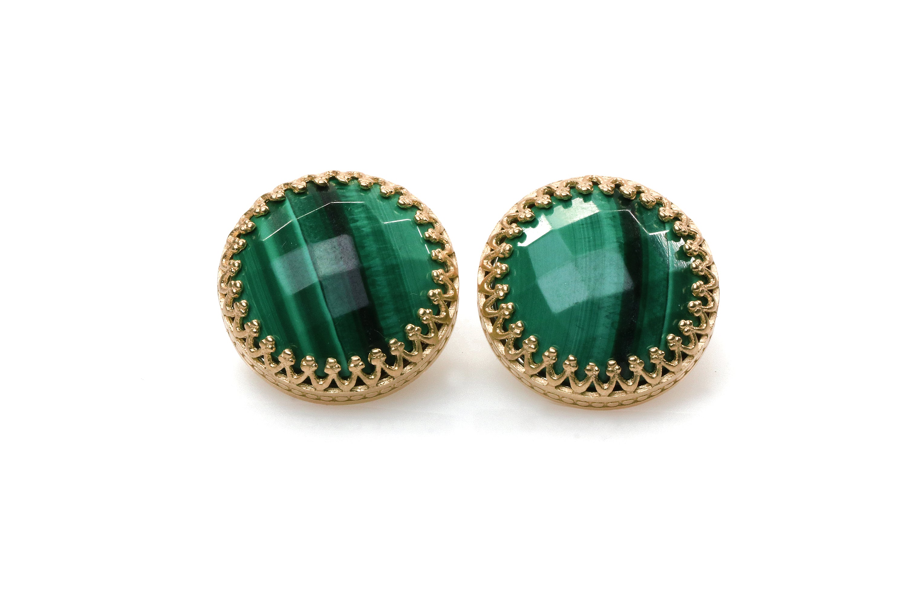 Round Statement Malachite Earrings Earrings Anemone Jewelry