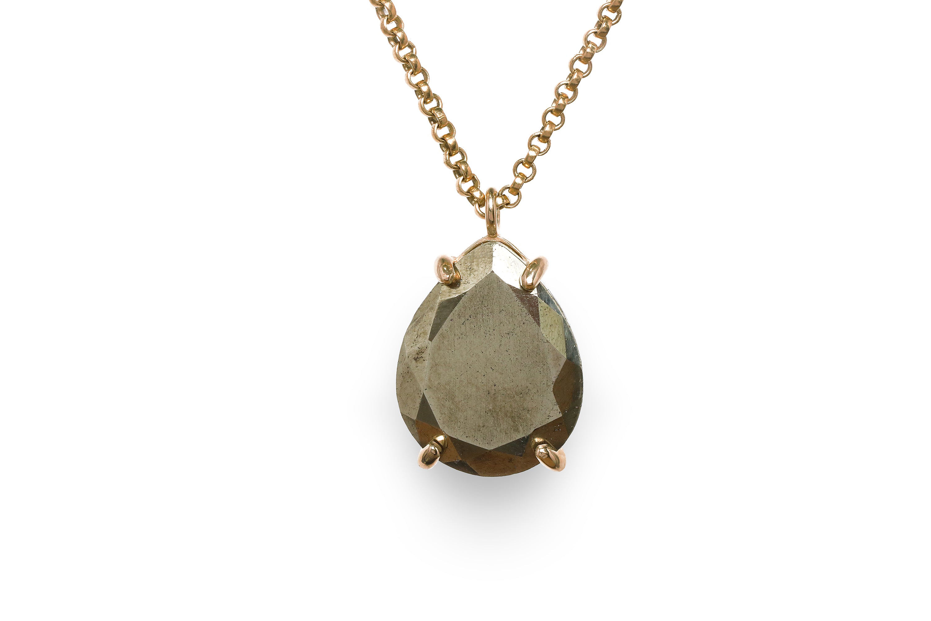 Pear Custom Pyrite Necklace in Rose Gold necklaces Anemone Jewelry