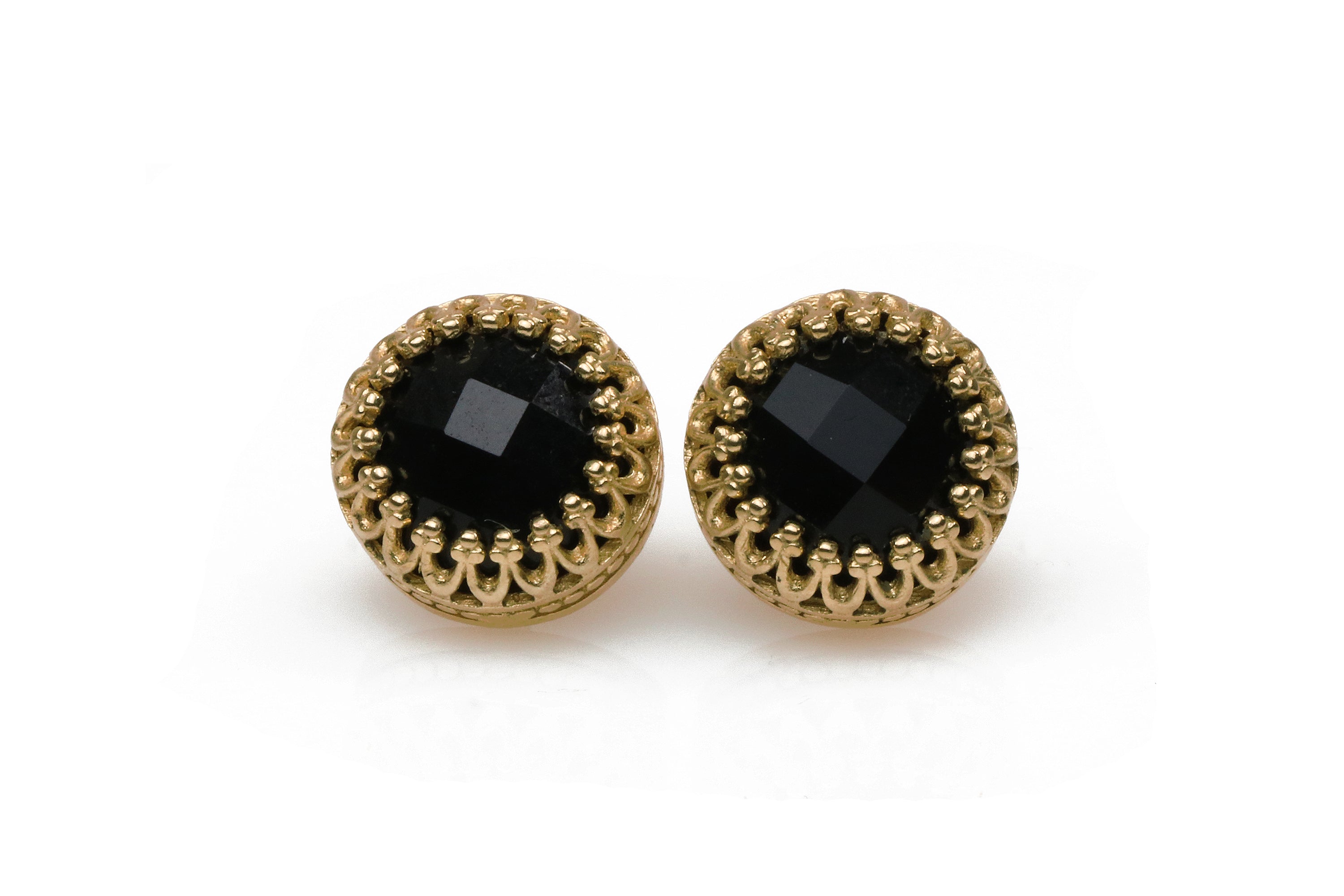 Dainty 14k Rose Gold Black Onyx Earrings Earrings Anemone Jewelry