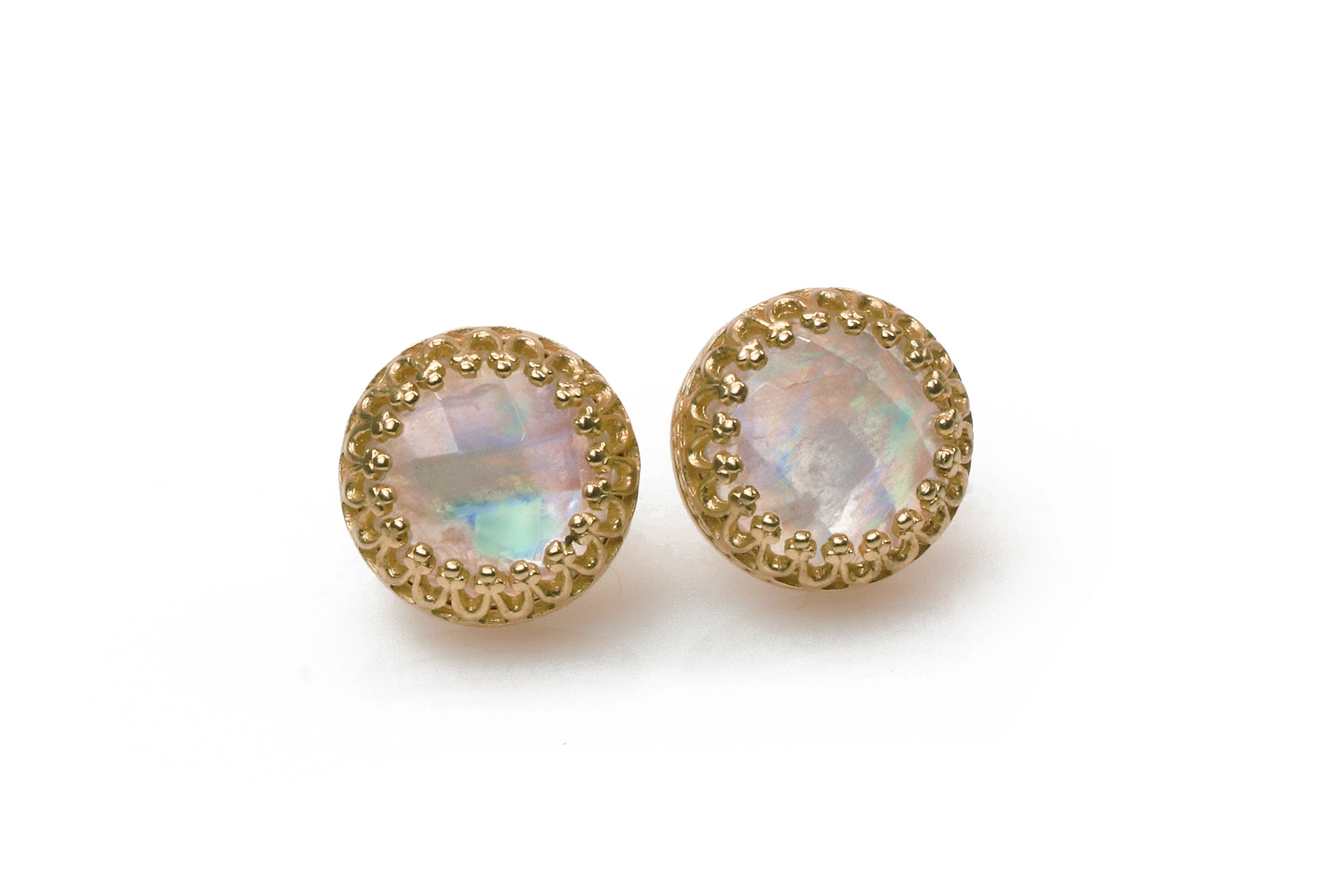 Delicate 14k Rose Gold Moonstone Earrings Earrings Anemone Jewelry