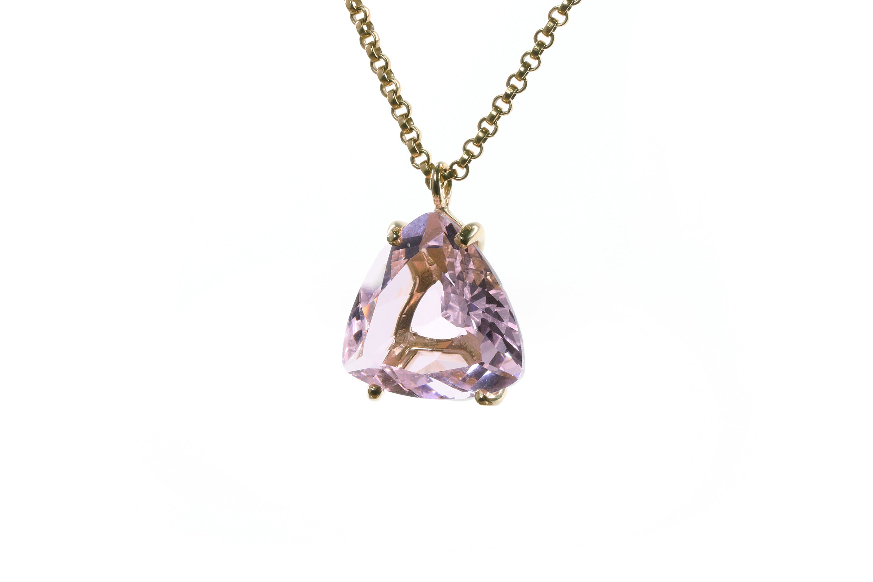Trilliant Rose Quartz Necklace in Rose Gold necklaces Anemone Jewelry