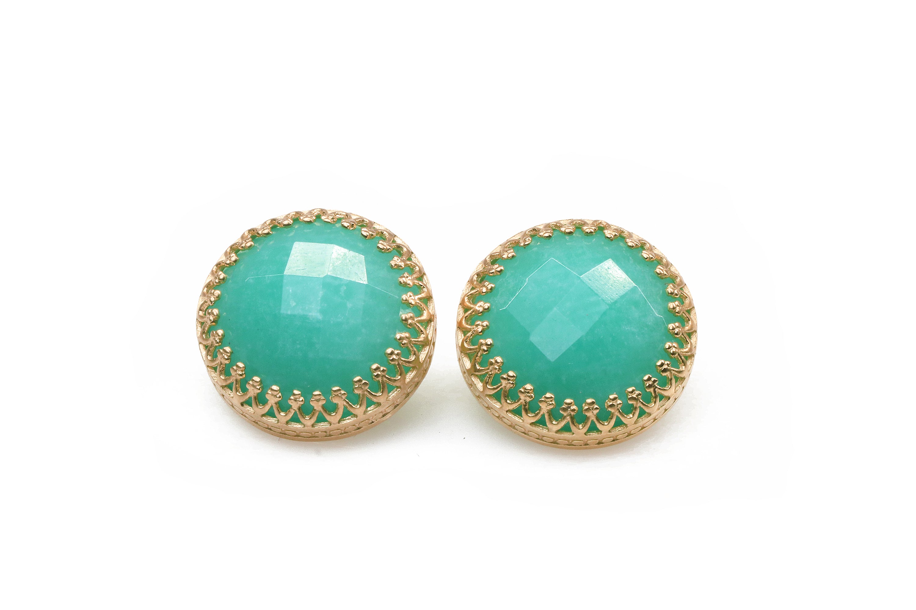Stud Amazonite Earrings in 14k Gold Earrings Anemone Jewelry