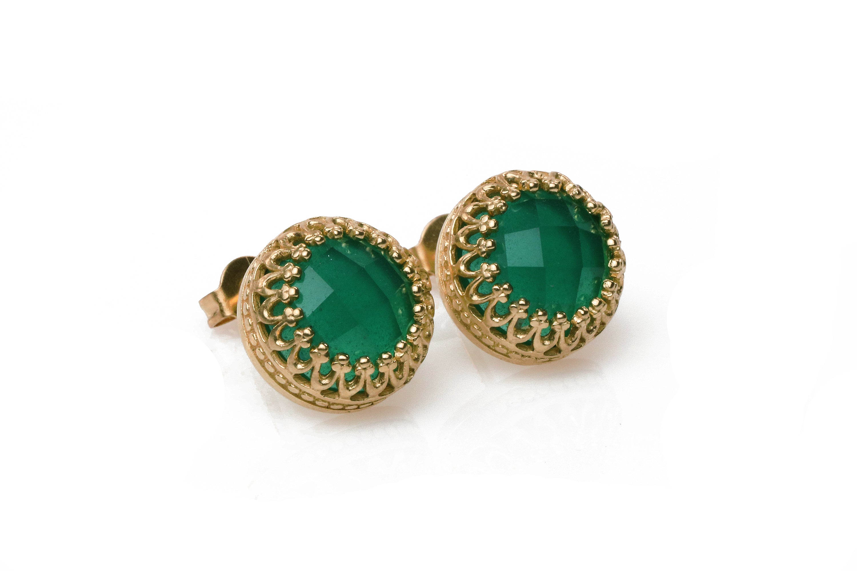 Green Onyx Earrings in 14k Gold Filled Earrings Anemone Jewelry