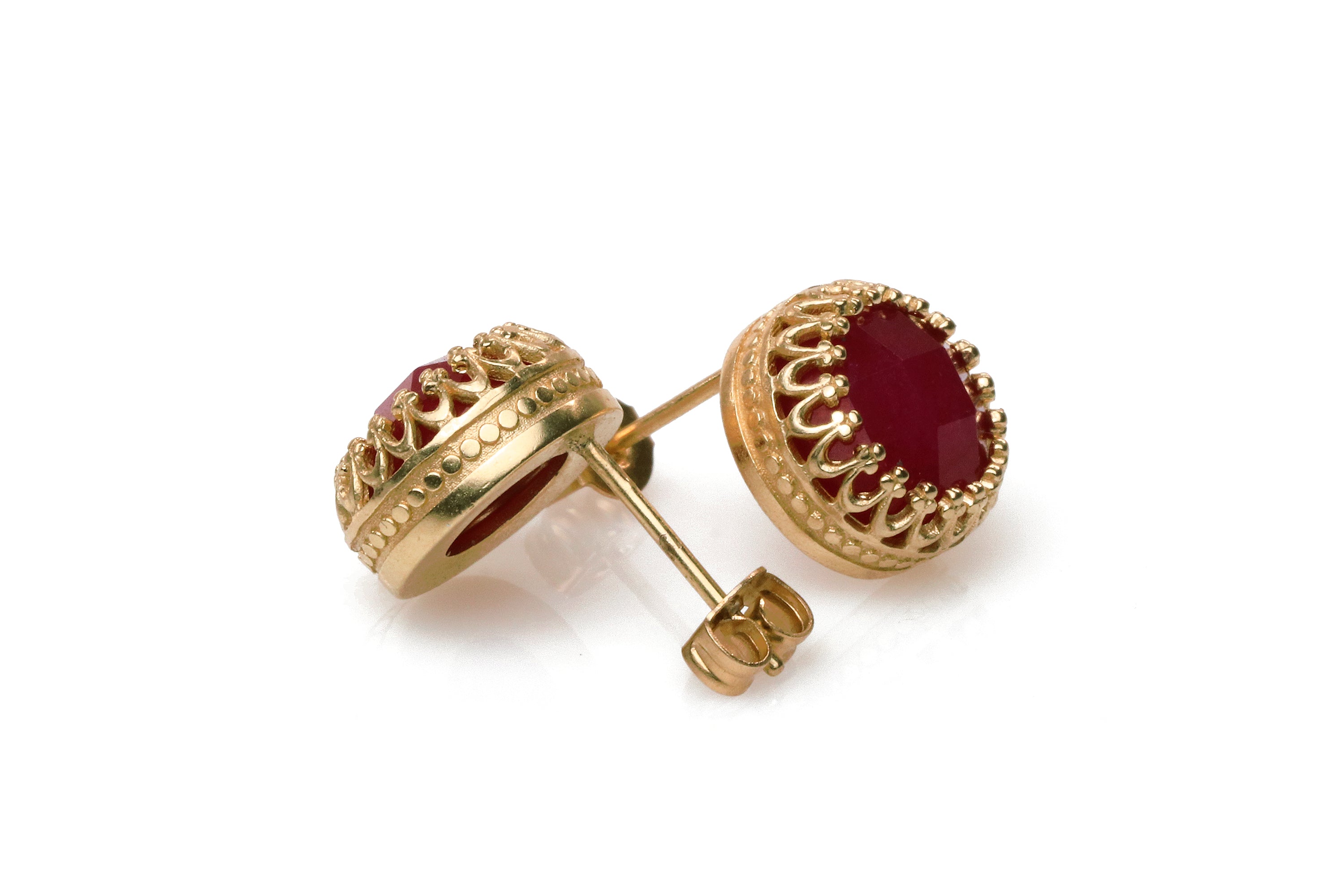 14k Gold Red Jade Earrings Earrings Anemone Jewelry