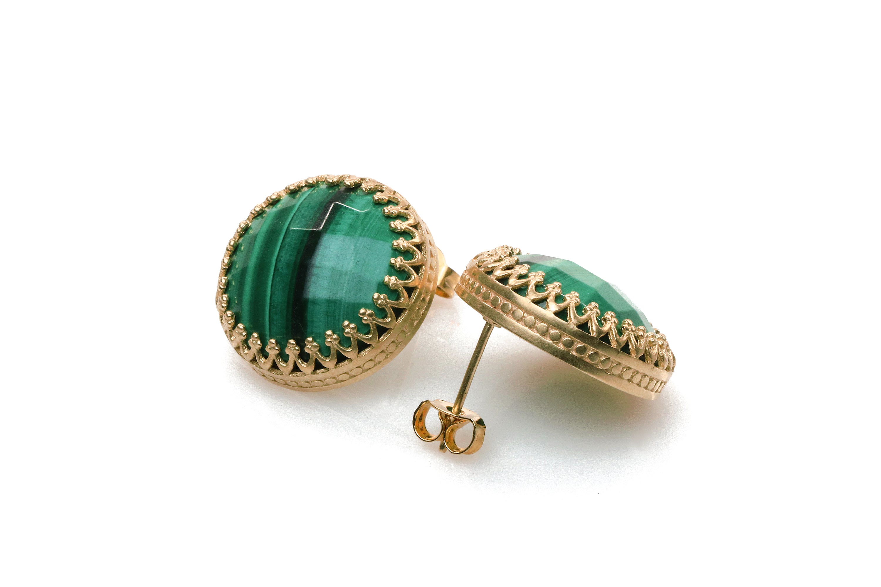 Round Statement Malachite Earrings Earrings Anemone Jewelry