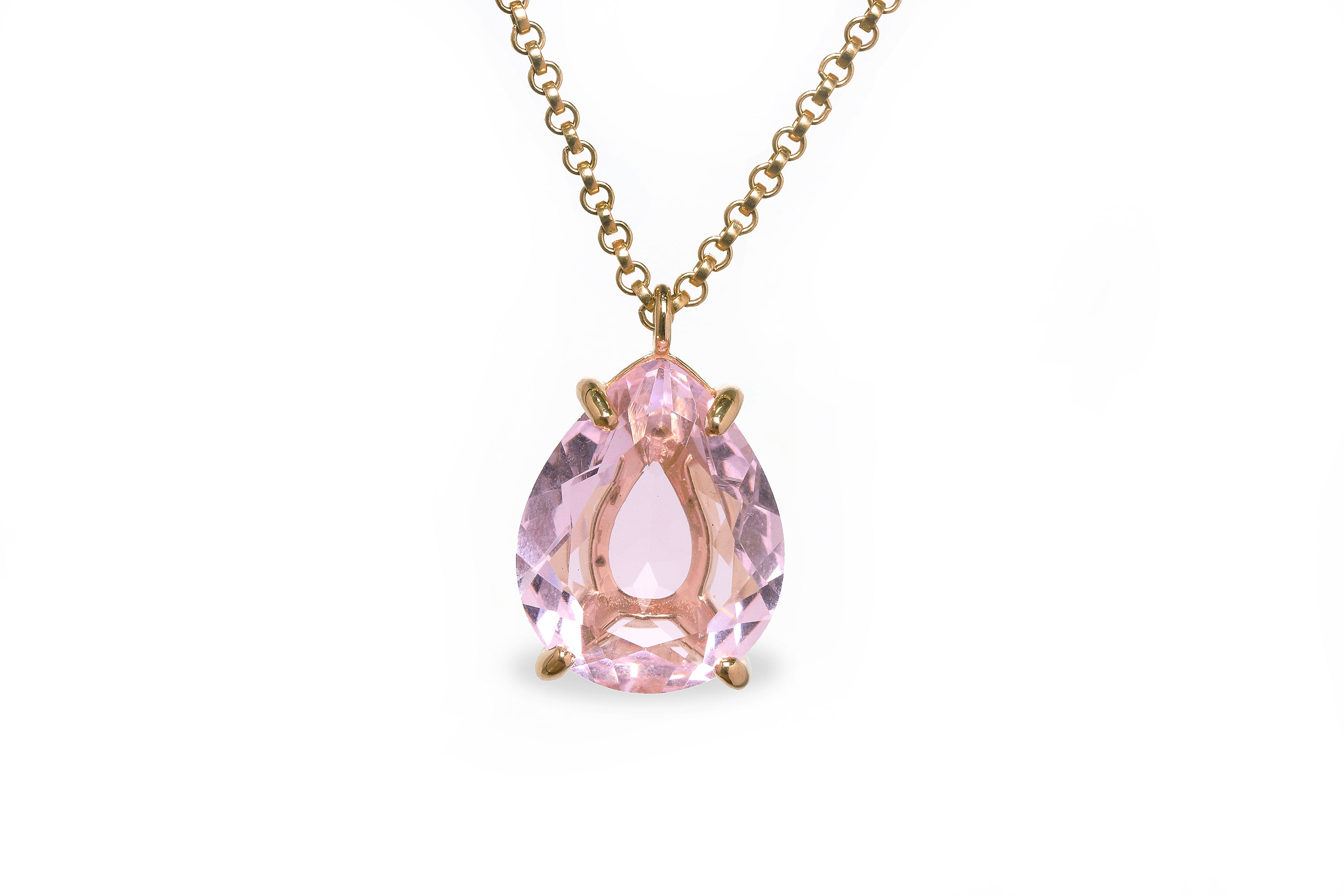 Statement Pear Rose Quartz Necklace necklaces Anemone Jewelry