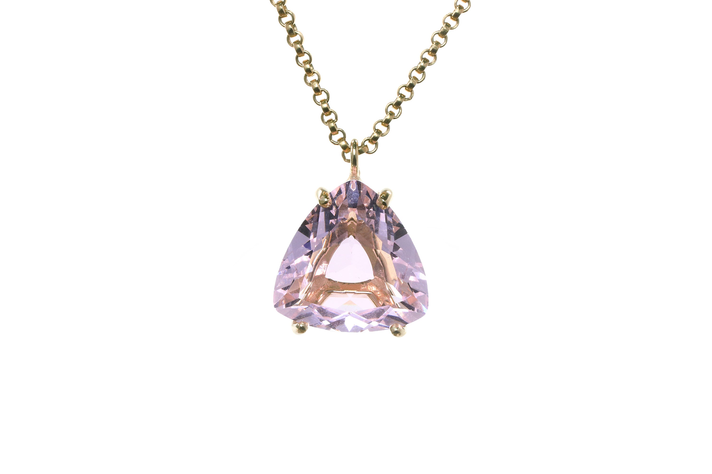 Trilliant Rose Quartz Necklace in Rose Gold necklaces Anemone Jewelry