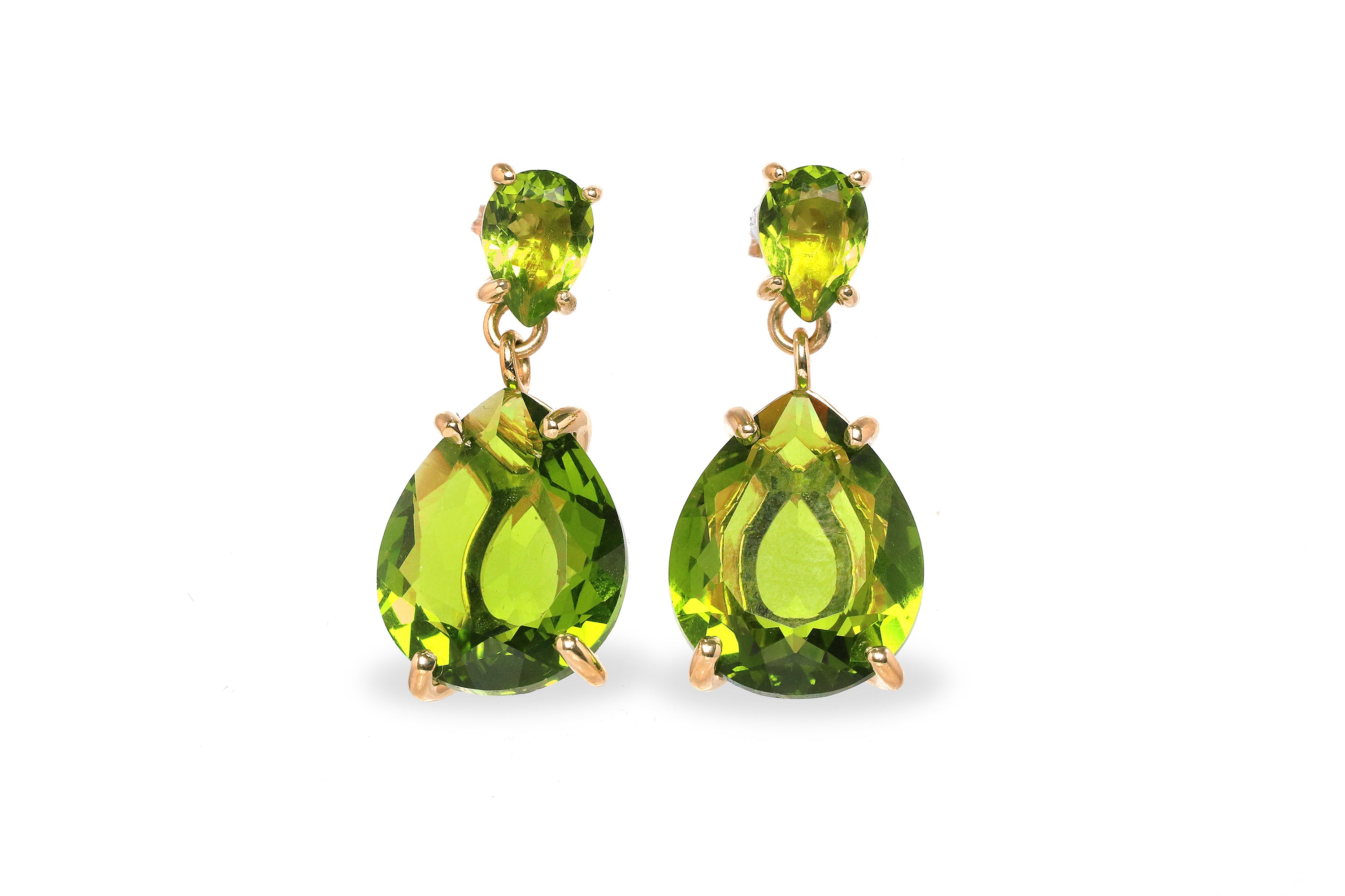 Double Pear Peridot Earrings Earrings Anemone Jewelry