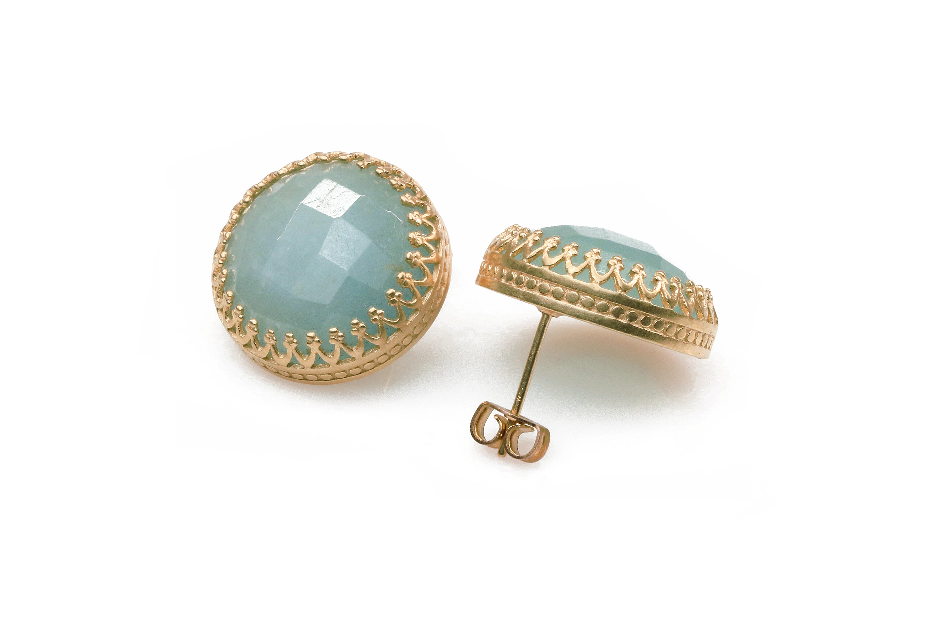 Statement Aquamarine Stud Earrings Earrings Anemone Jewelry