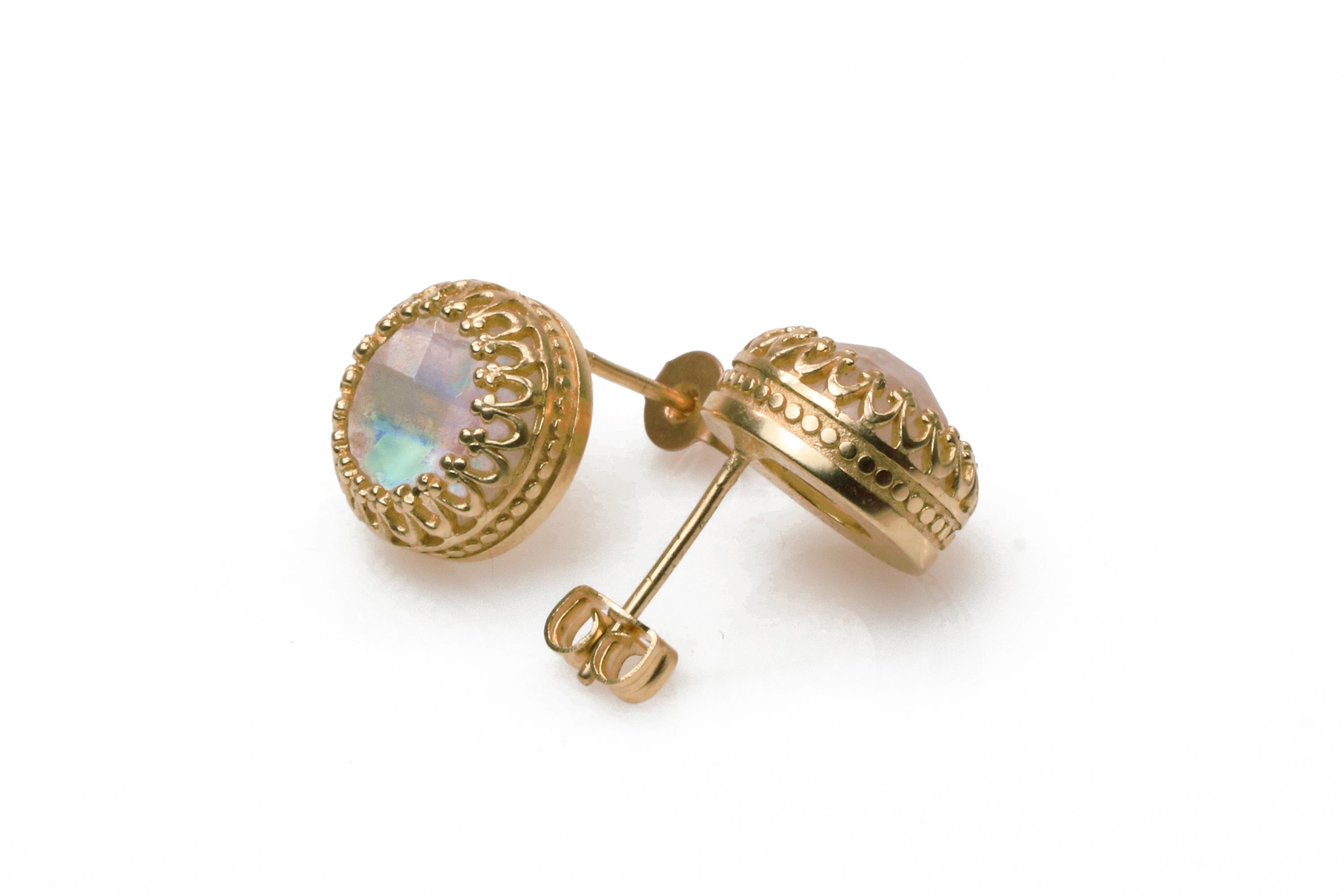 Delicate 14k Rose Gold Moonstone Earrings Earrings Anemone Jewelry