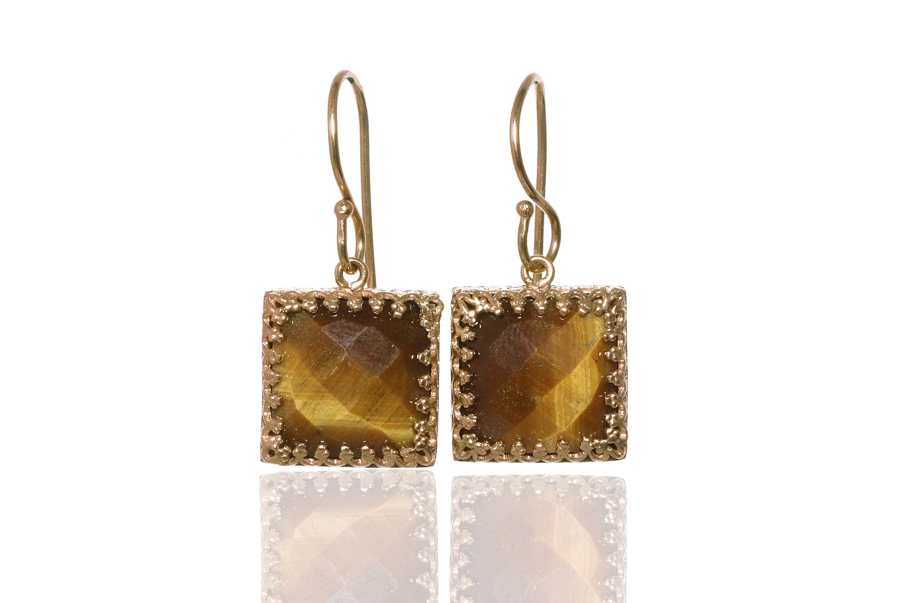 Awesome Tiger Eye Gold Earrings Earrings Anemone Jewelry