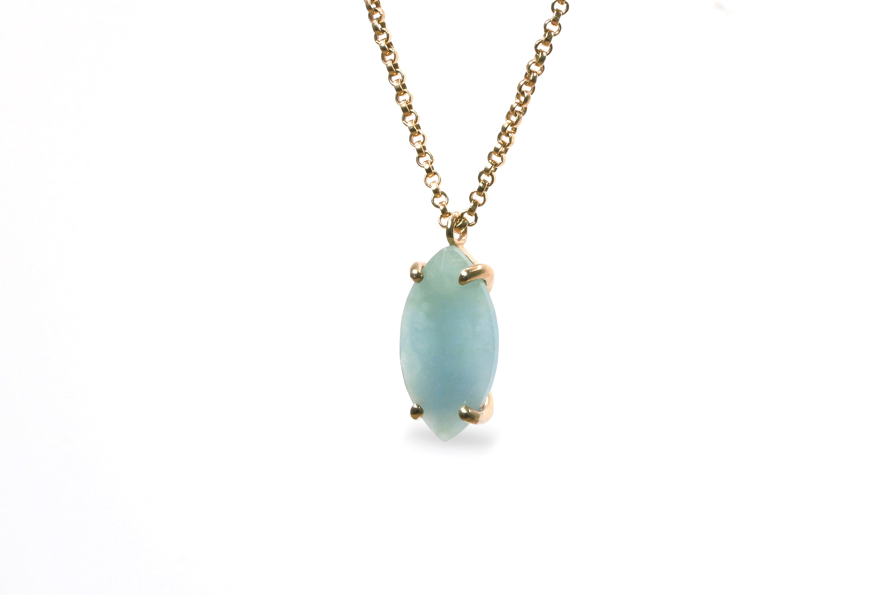 14k Gold Filled Aquamarine Pendant Necklace necklaces Anemone Jewelry