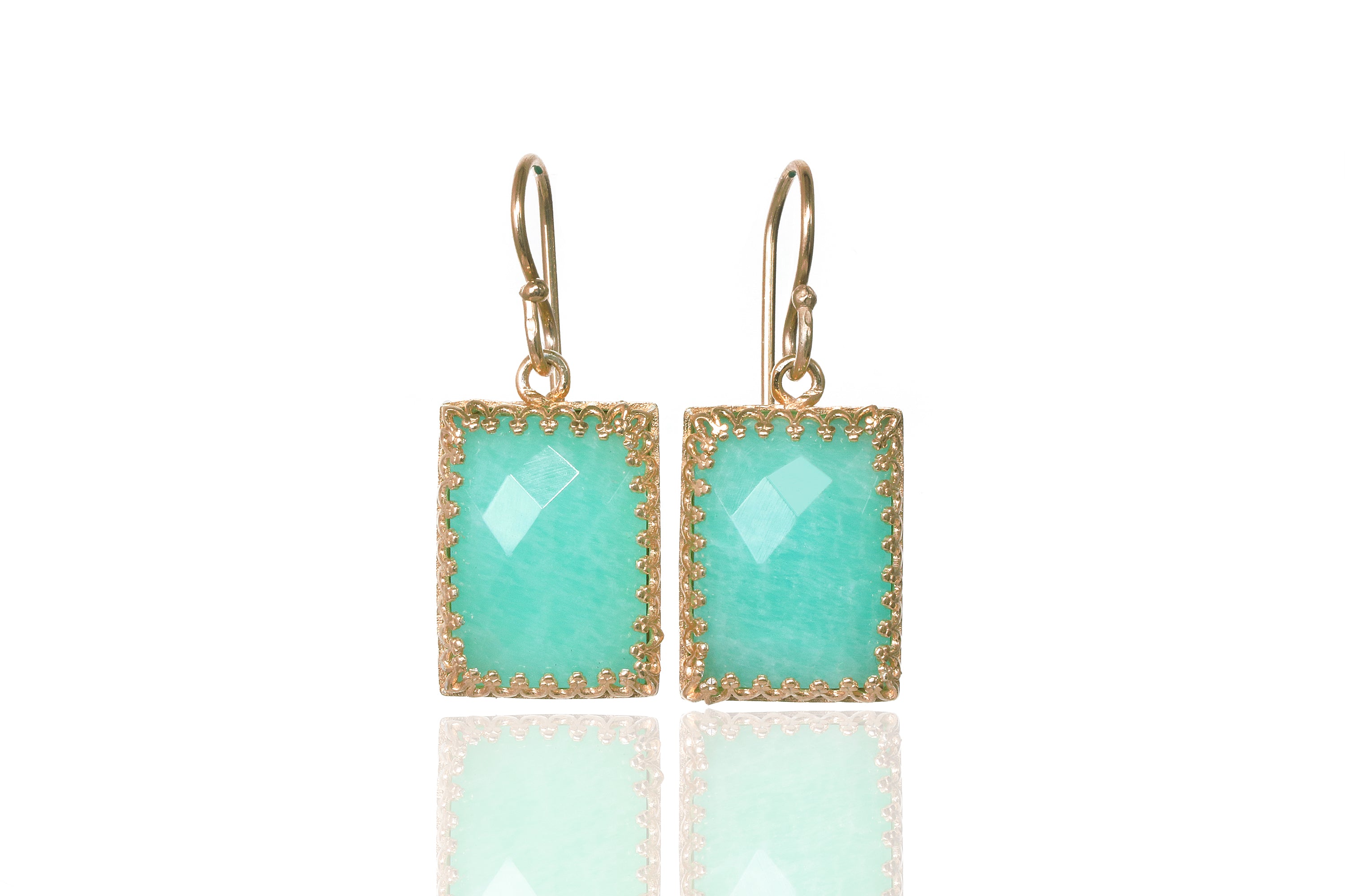 Intricate Statement Amazonite Gold Earrings Earrings Anemone Jewelry