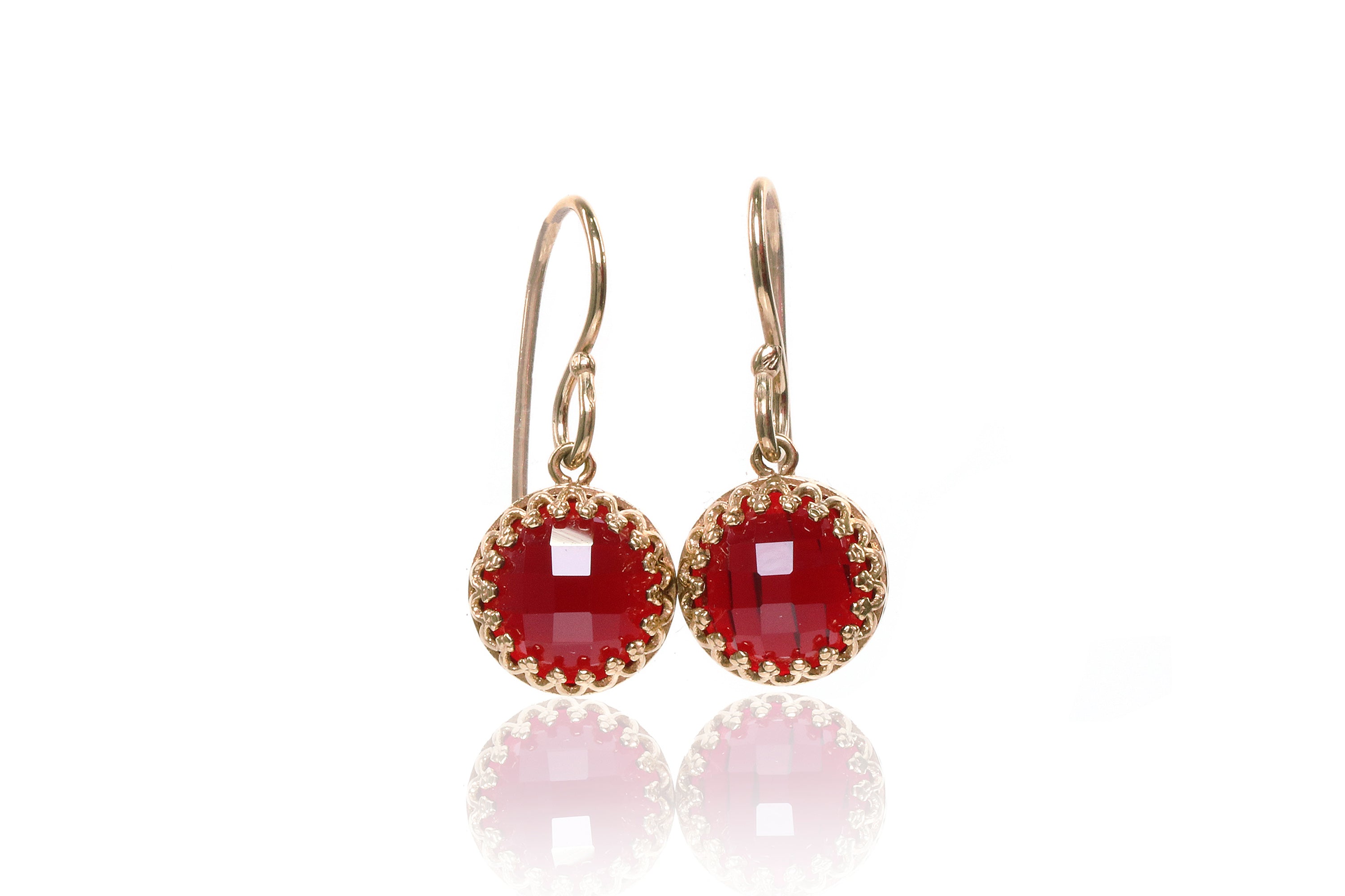 Delicate Gold Garnet Earrings Earrings Anemone Jewelry