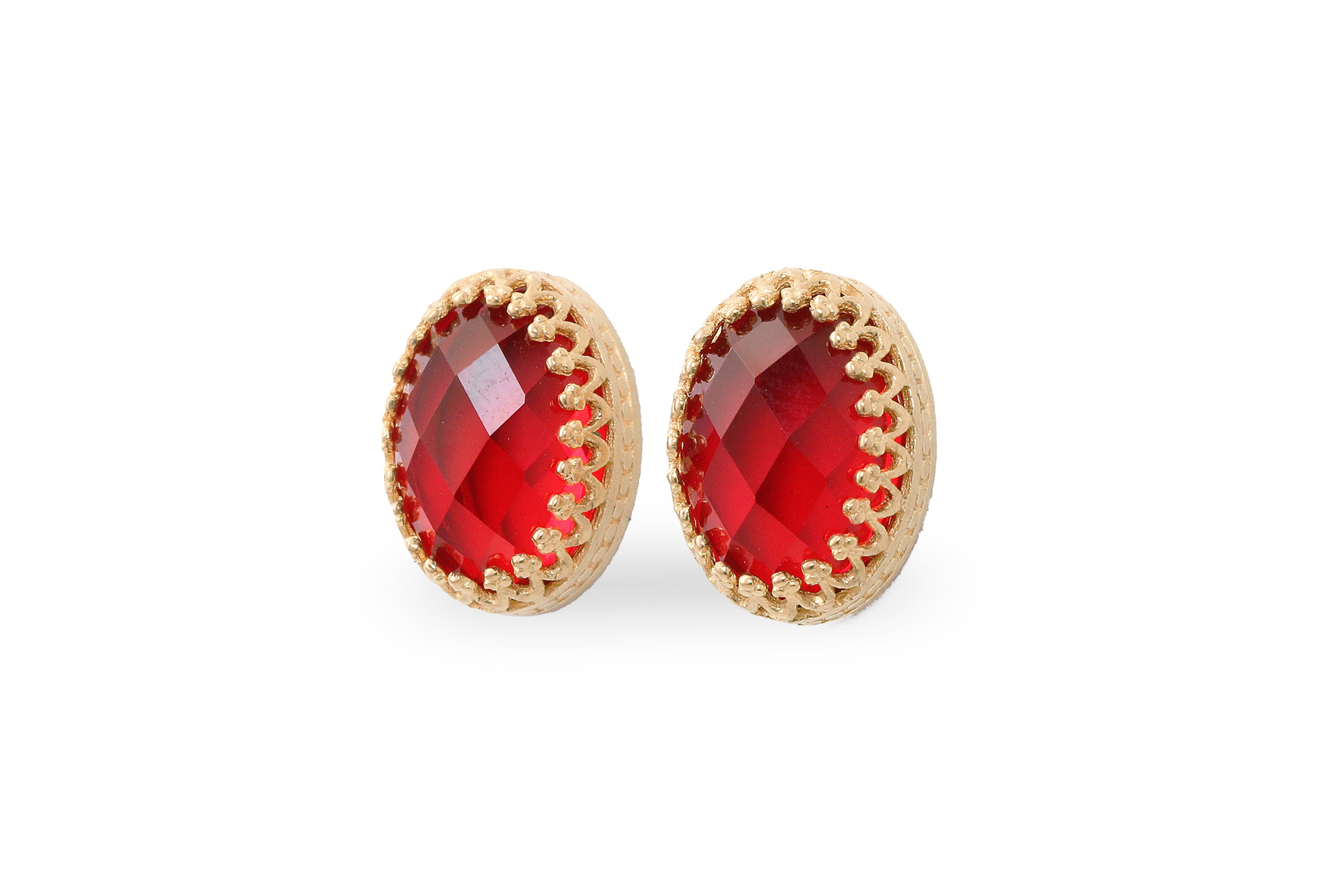 Oval Garnet Stud Earrings in Sterling Silver Earrings Anemone Jewelry