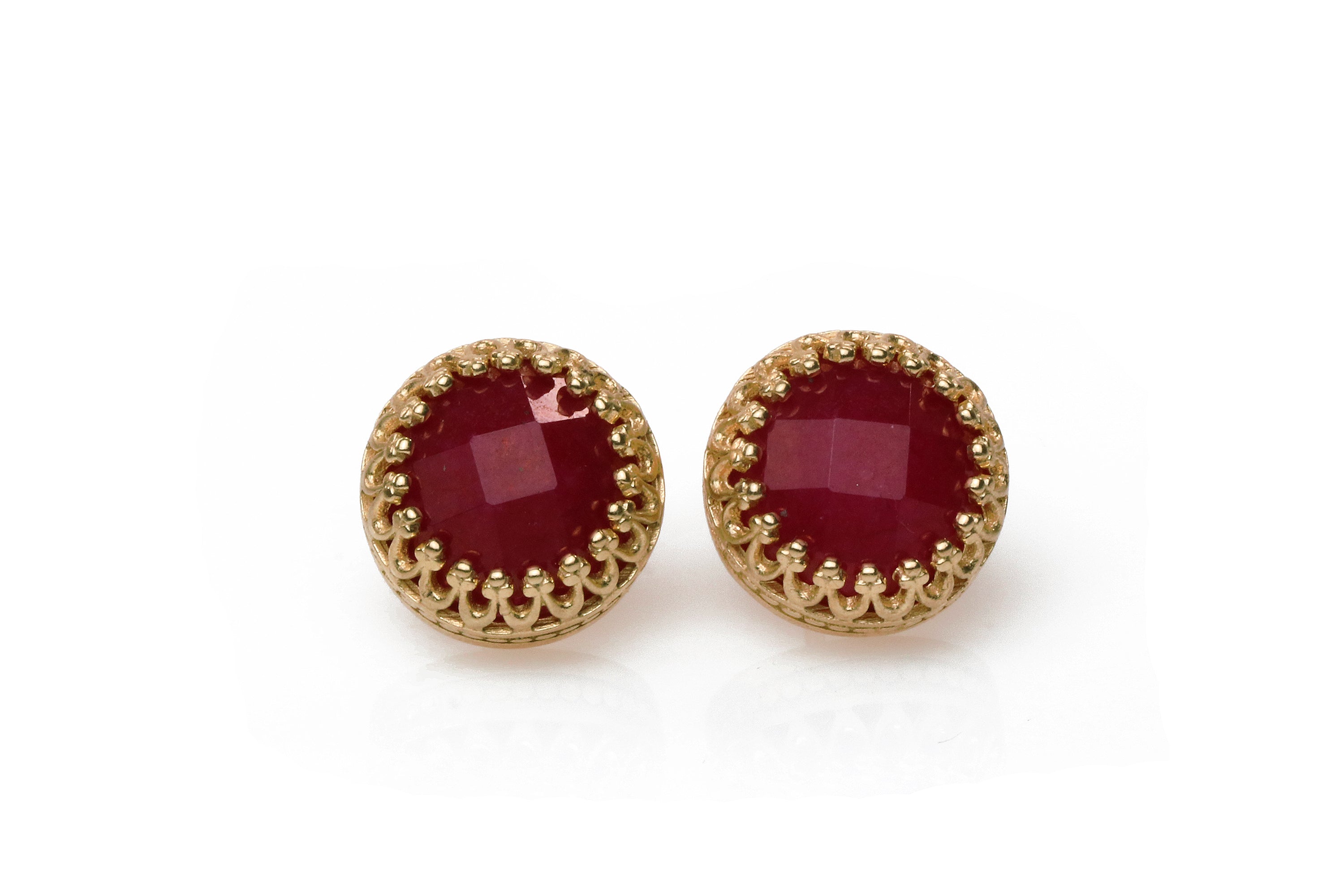 Red Jade Rose Gold Stud Earrings Earrings Anemone Jewelry