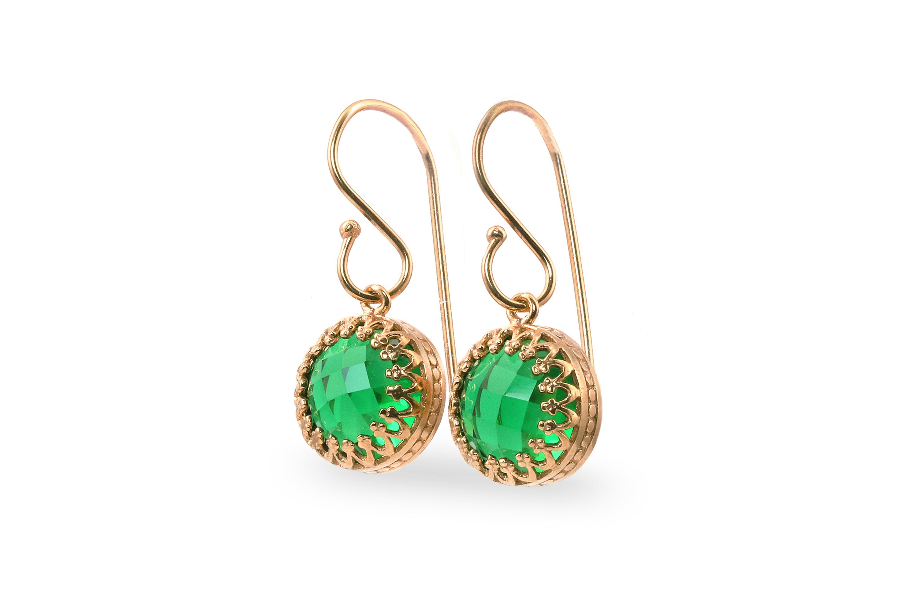 Intricate Round Emerald Sterling Silver Earrings Earrings Anemone Jewelry