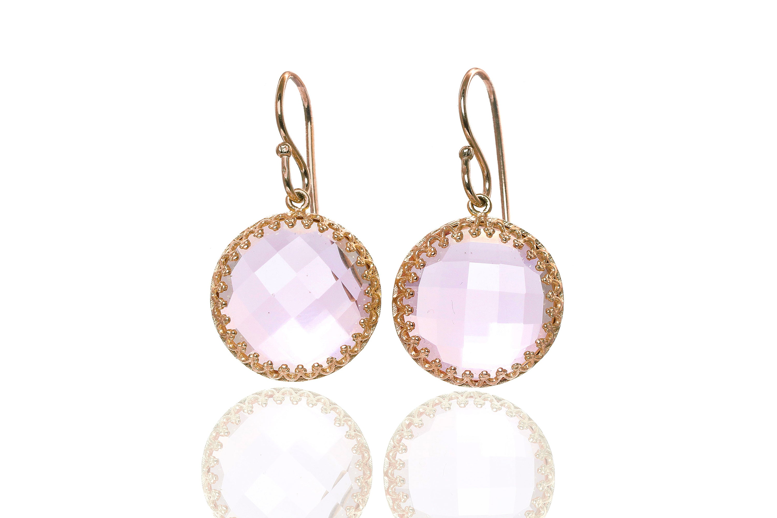 Statement Rose Quartz Gold Earrings Earrings Anemone Jewelry