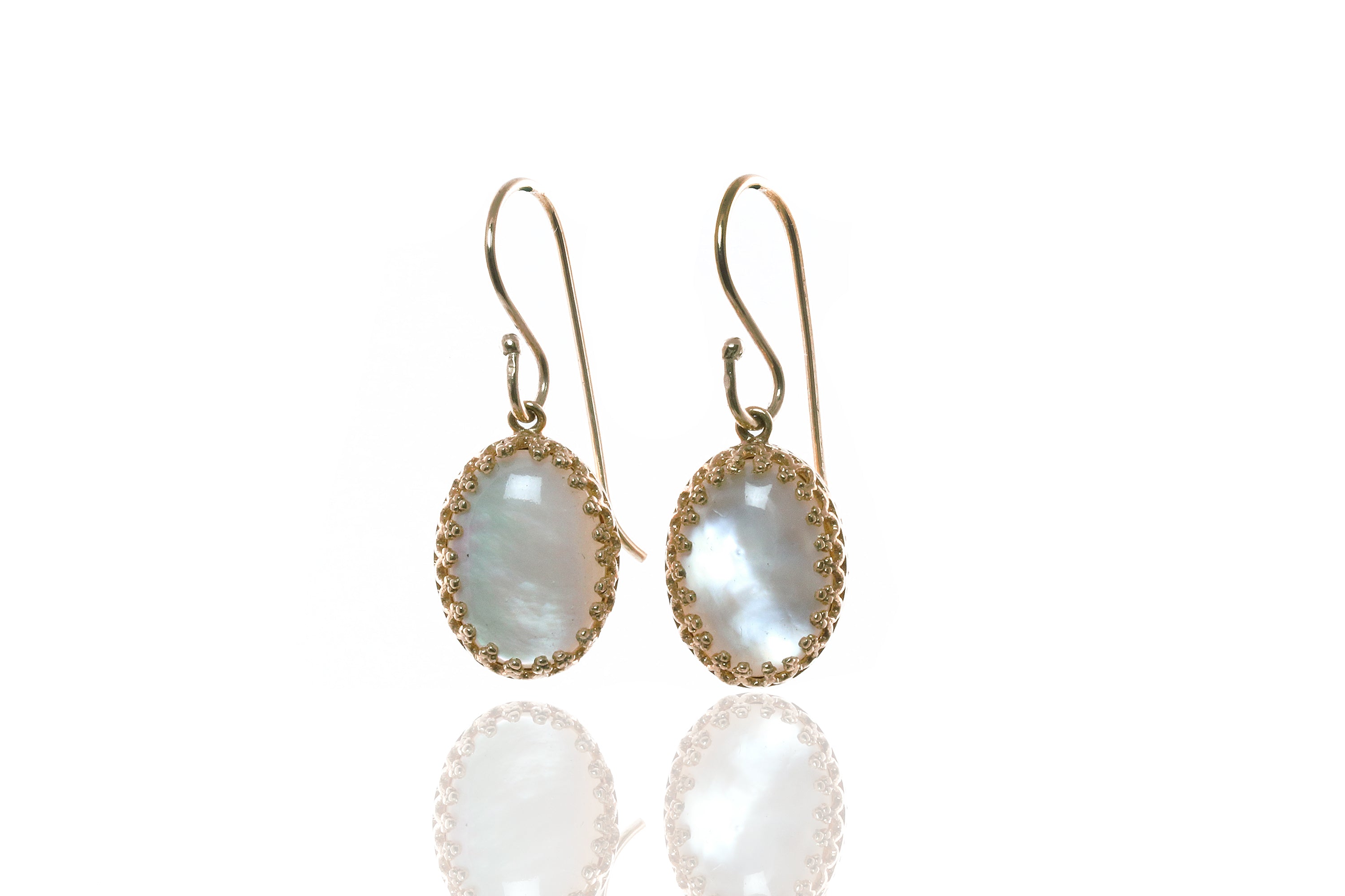 Mother of Pearl Gold Dangling Earrings Earrings Anemone Jewelry