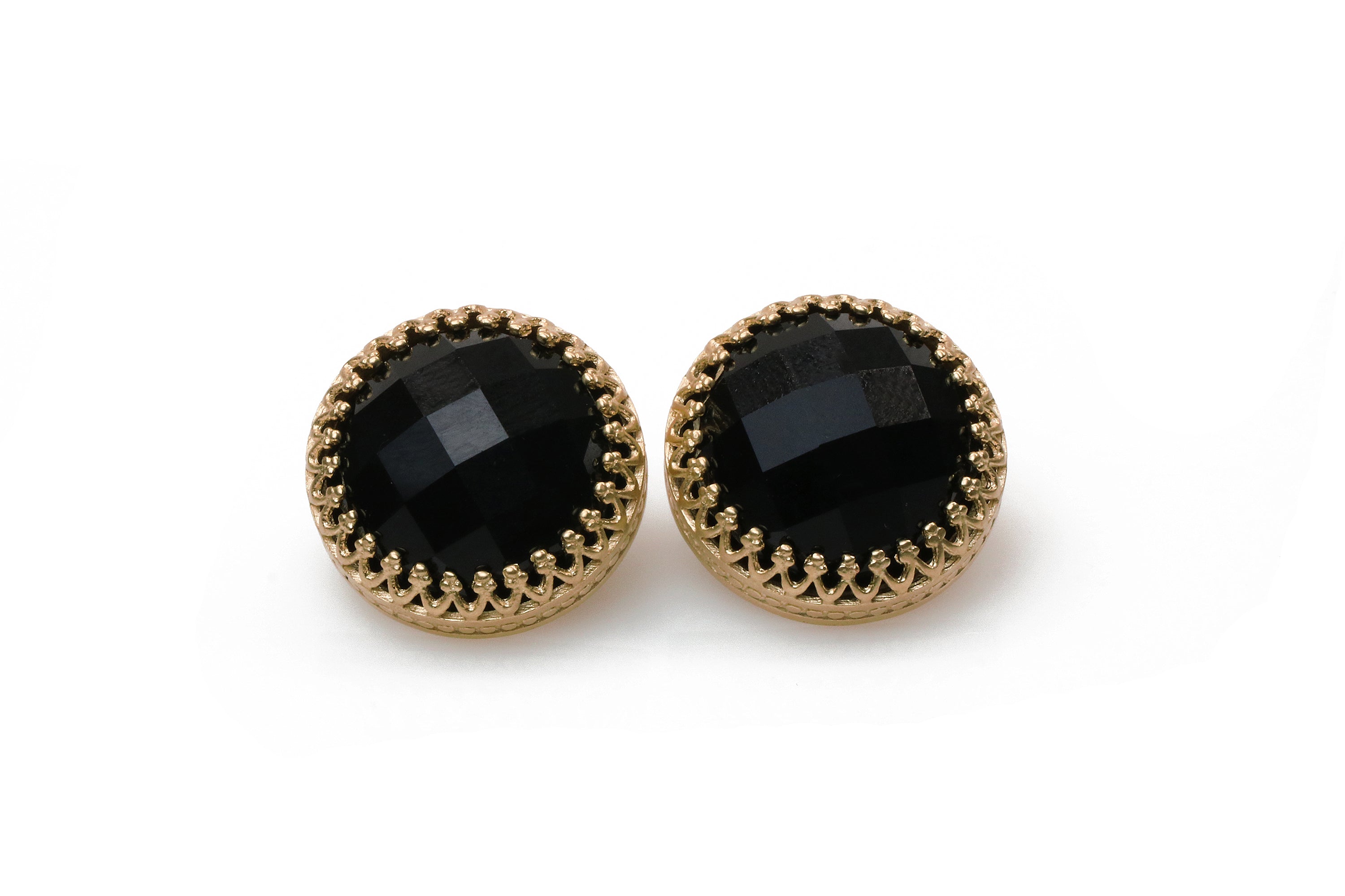 Black Onyx Gemstone Earrings in 14k Gold Earrings Anemone Jewelry