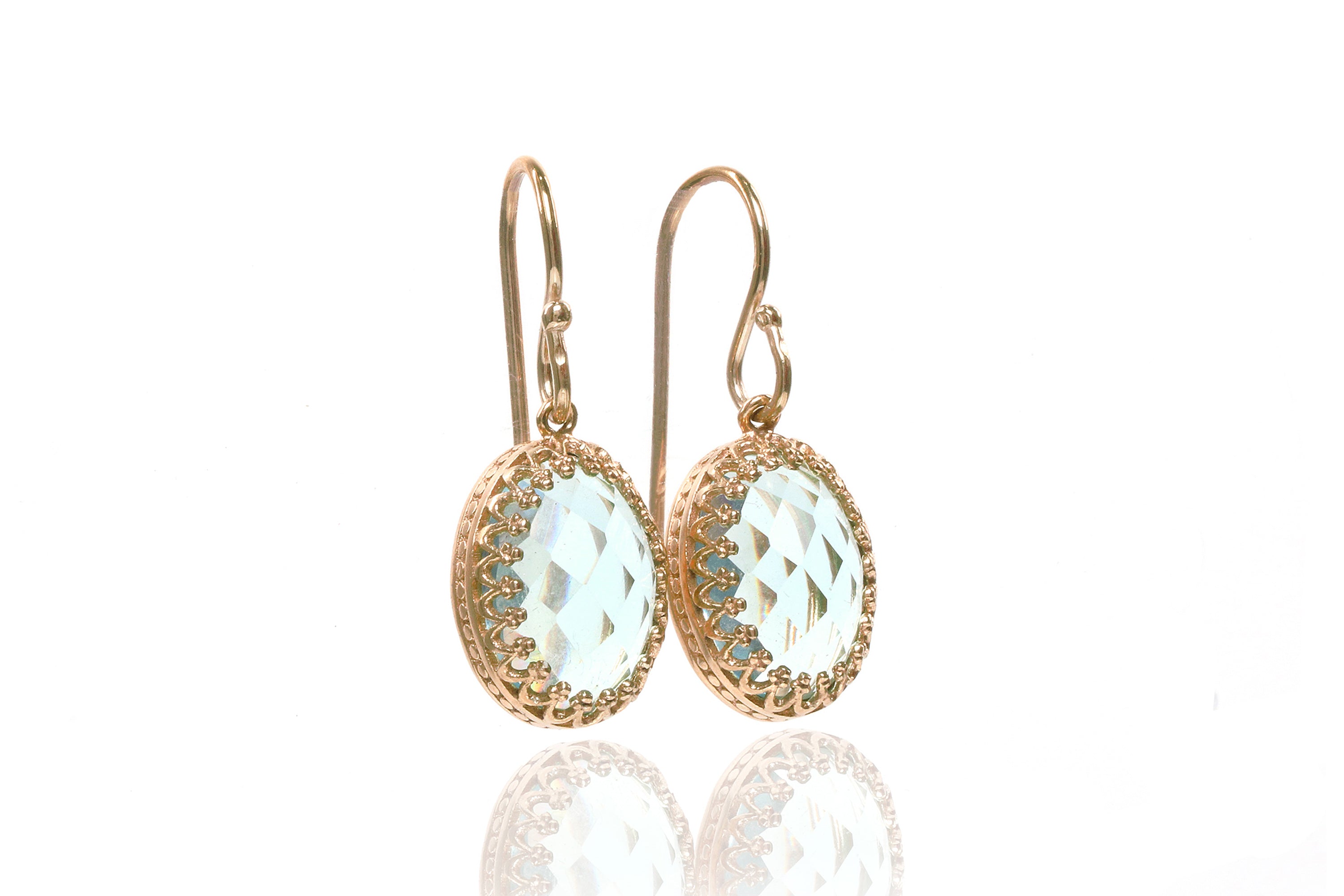 Exquisite Blue Topaz Gold Earrings Earrings Anemone Jewelry