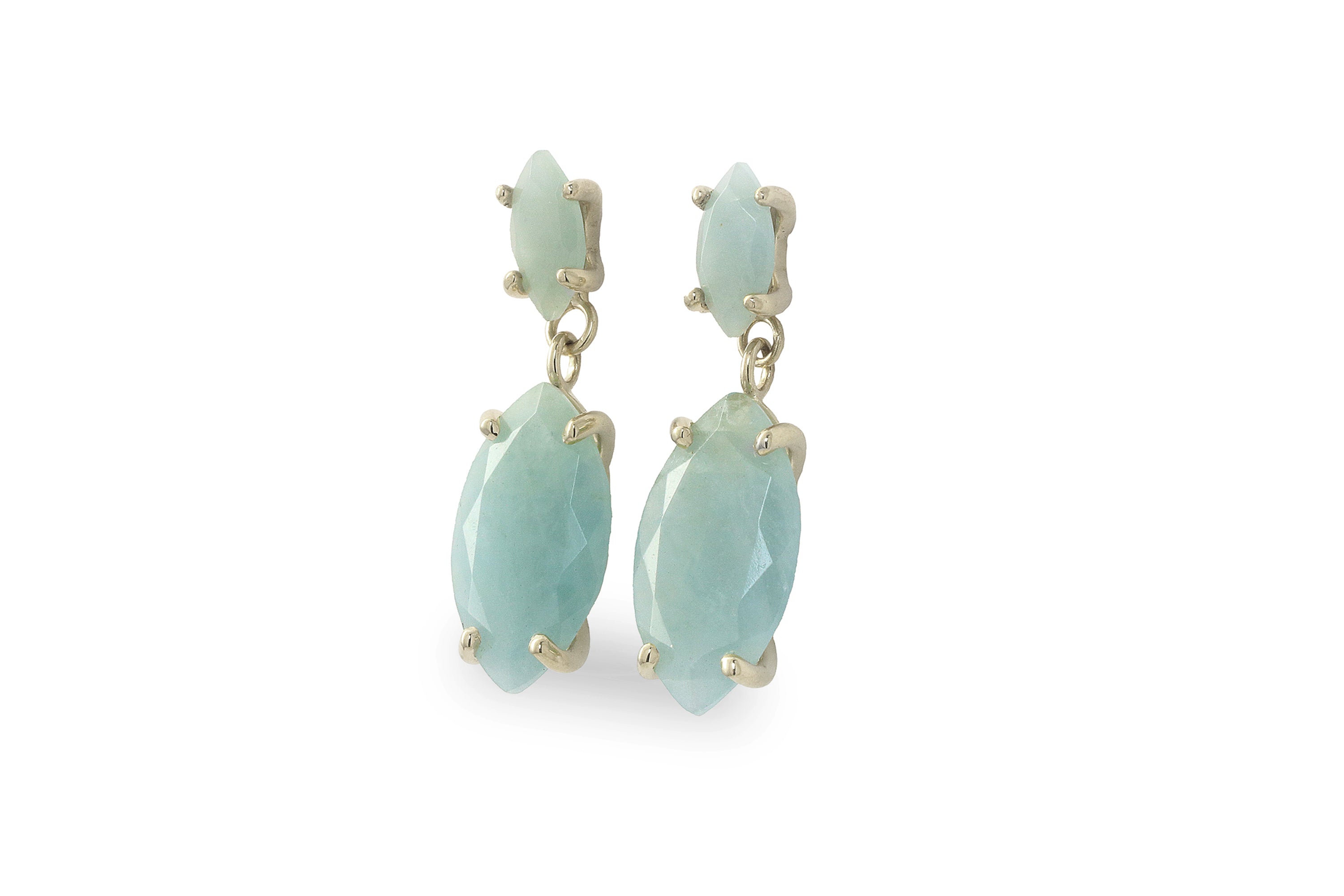 Marquise Dangles Aquamarine Sterling Silver Earrings Earrings Anemone Jewelry
