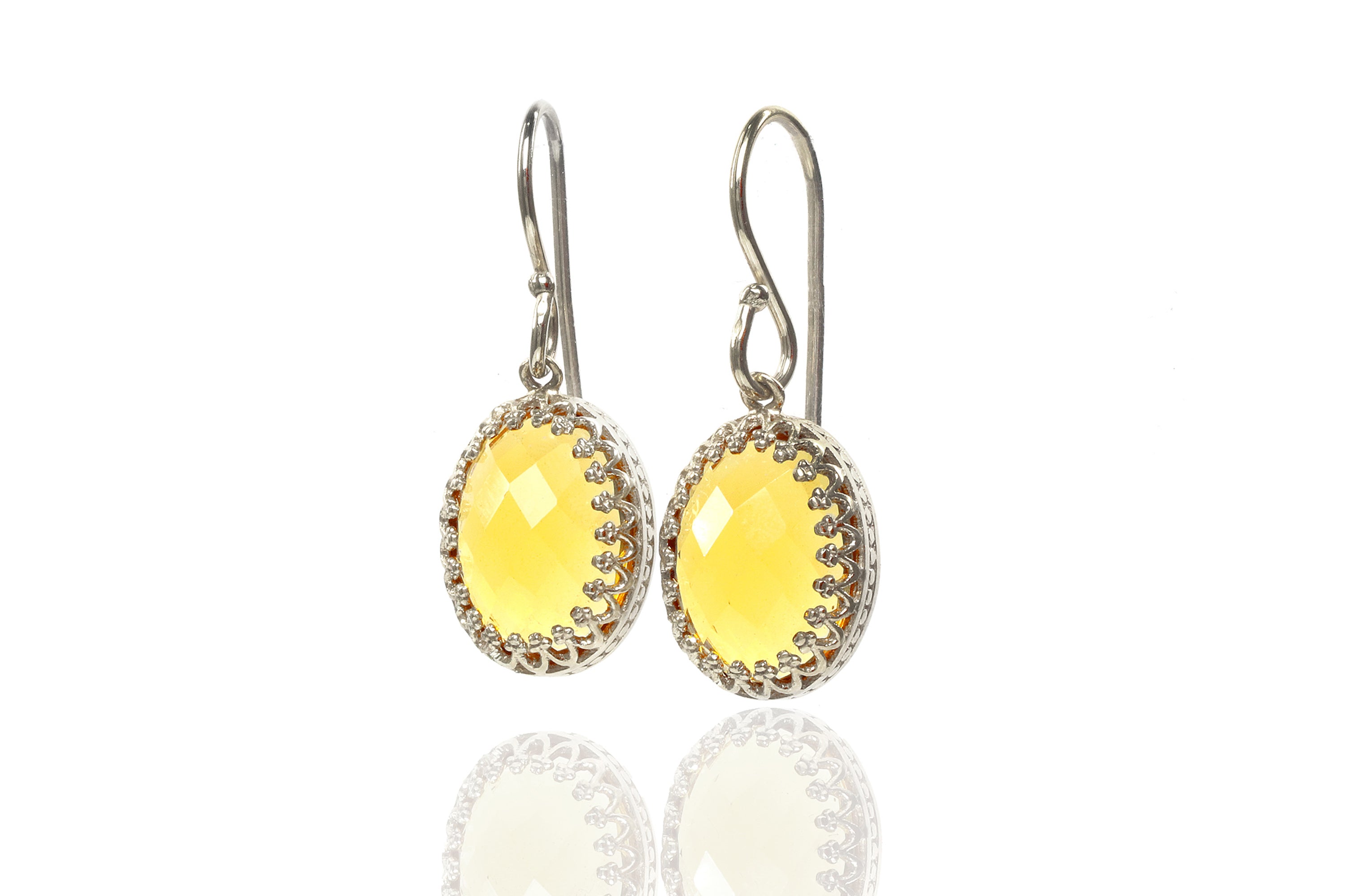 Oval Dangling Citrine Earrings Earrings Anemone Jewelry