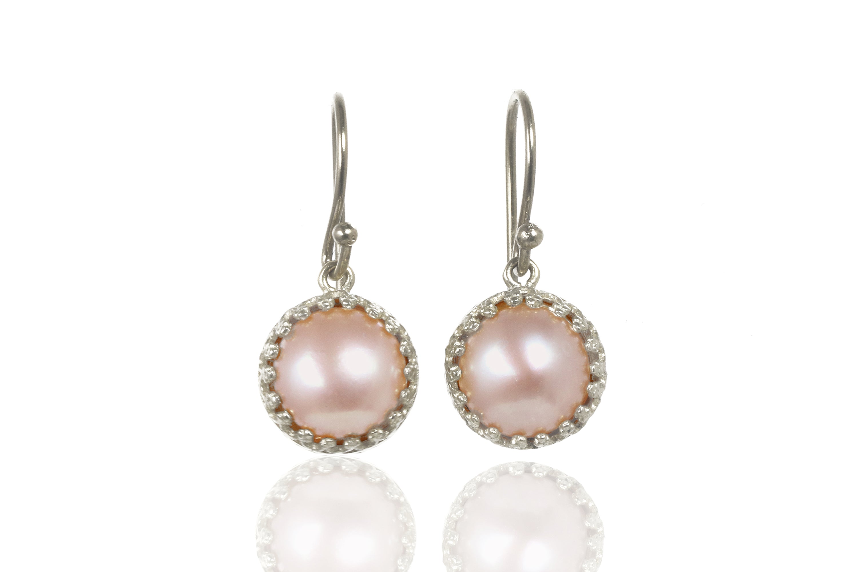 Lovely Pink Pearl Earrings in Gold Earrings Anemone Jewelry