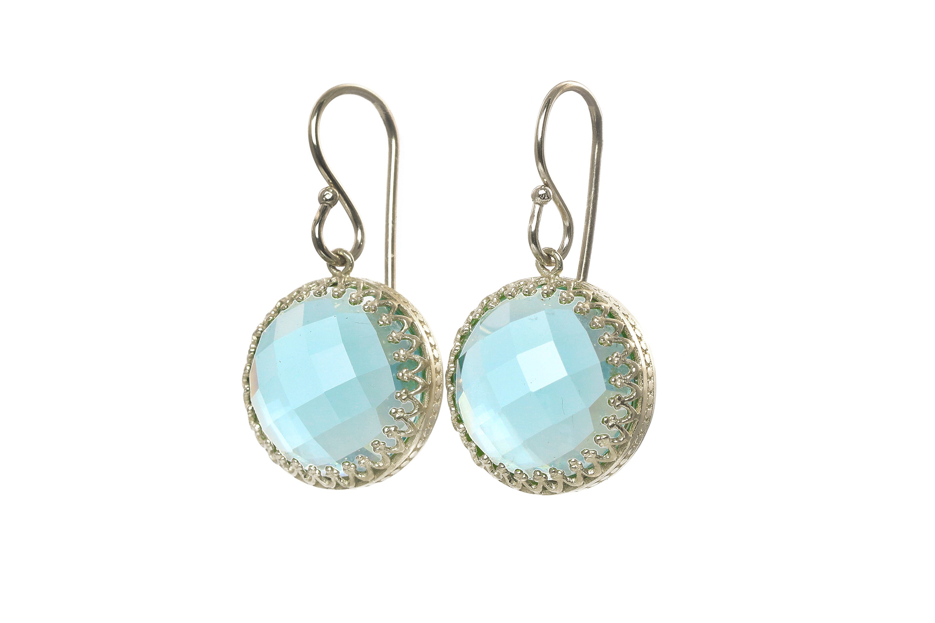 Sophisticated Round Topaz Earrings in Gold Earrings Anemone Jewelry