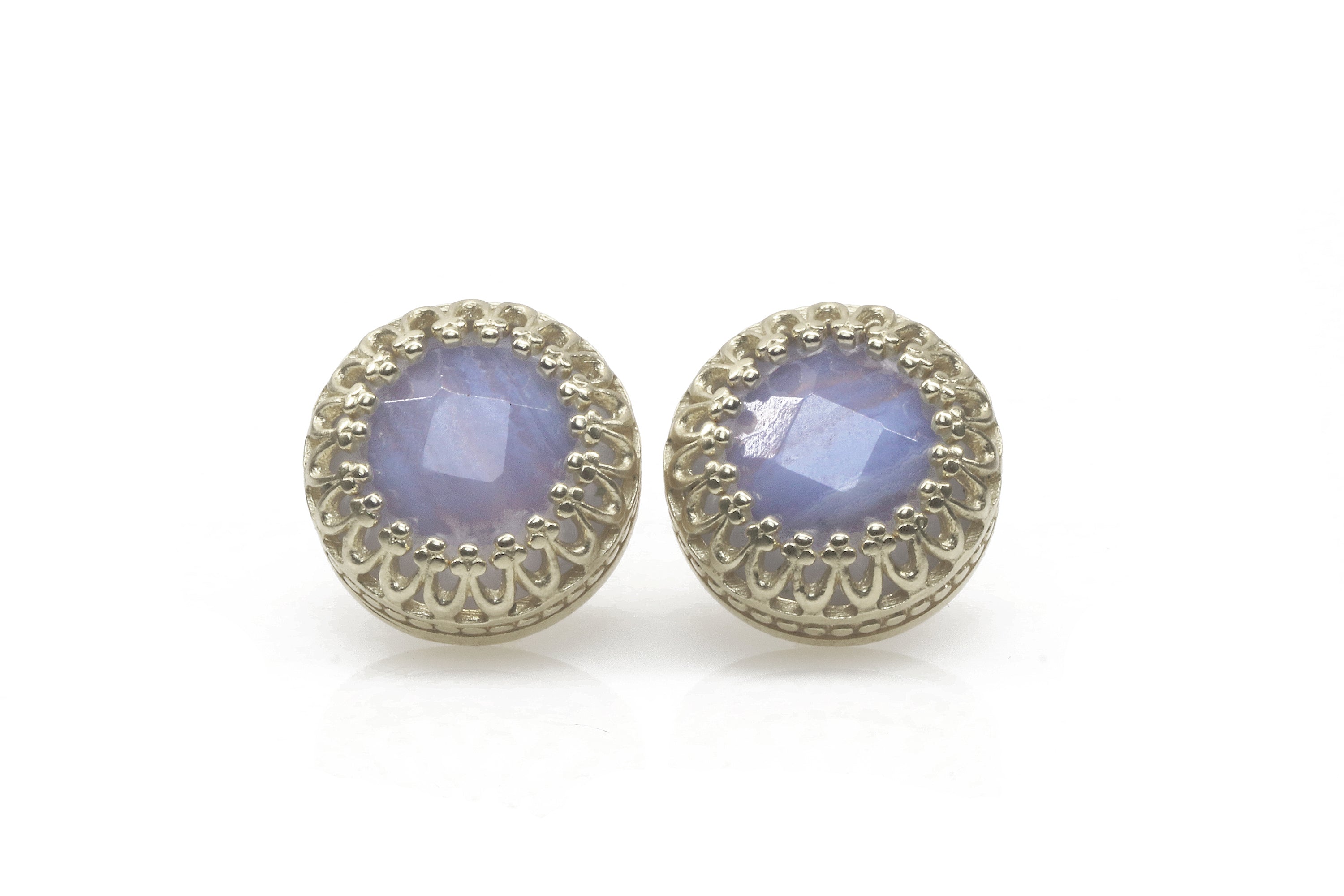 925 Sterling Silver Earrings with Lace Agate Earrings Anemone Jewelry