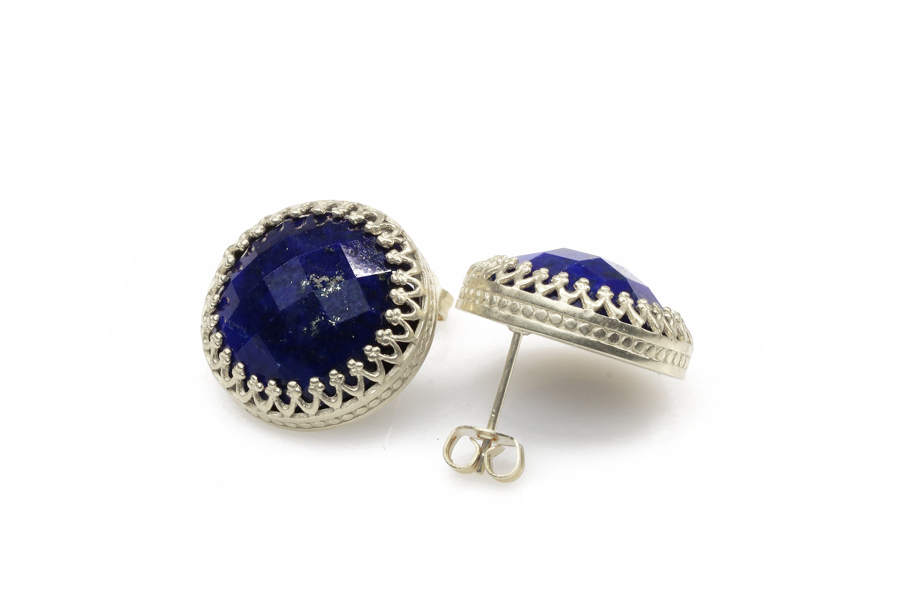 Lapis Lazuli Blue Statement Earrings in Sterling Silver Earrings Anemone Jewelry