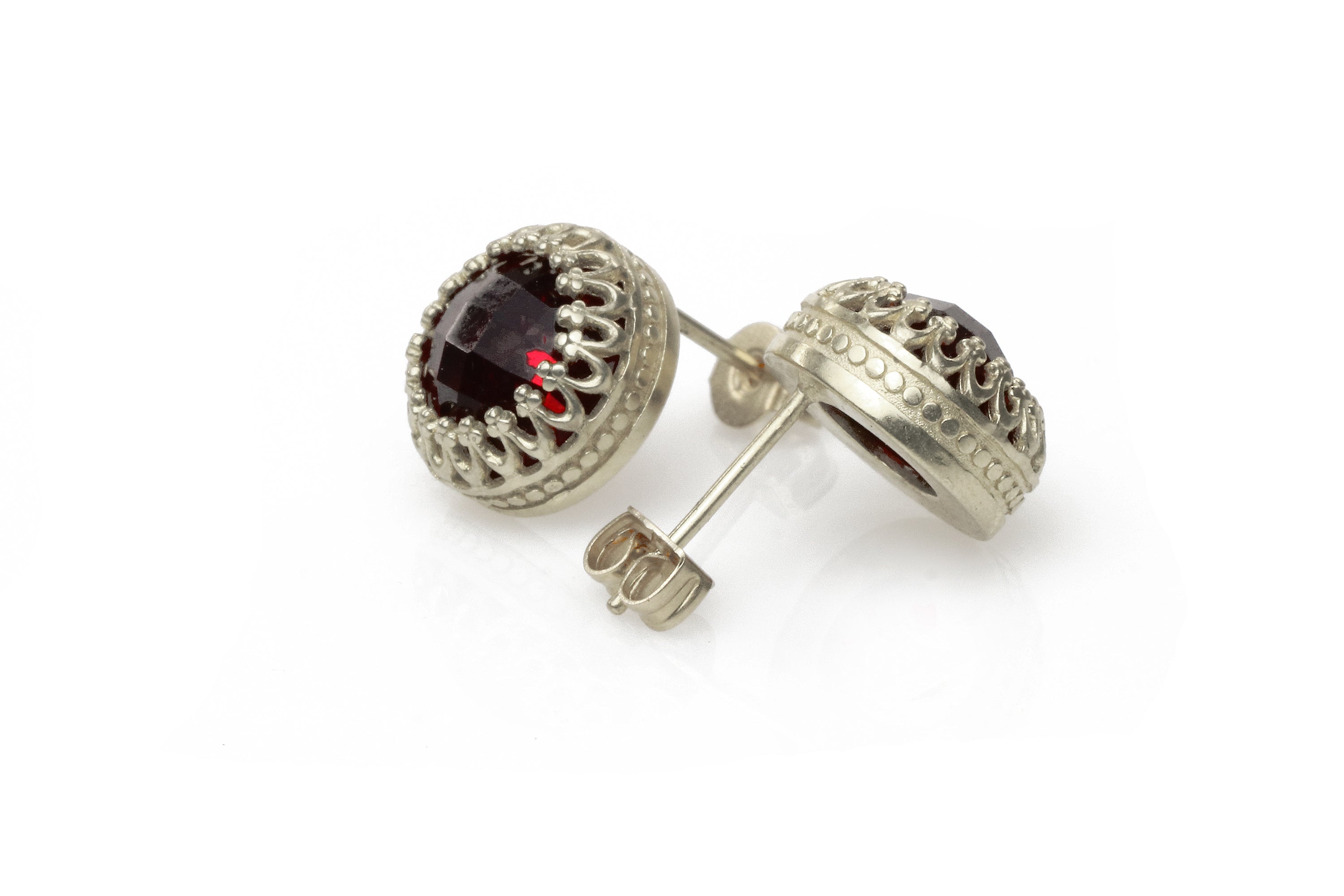 Delicate Garnet Earrings in 925 Sterling Silver Earrings Anemone Jewelry