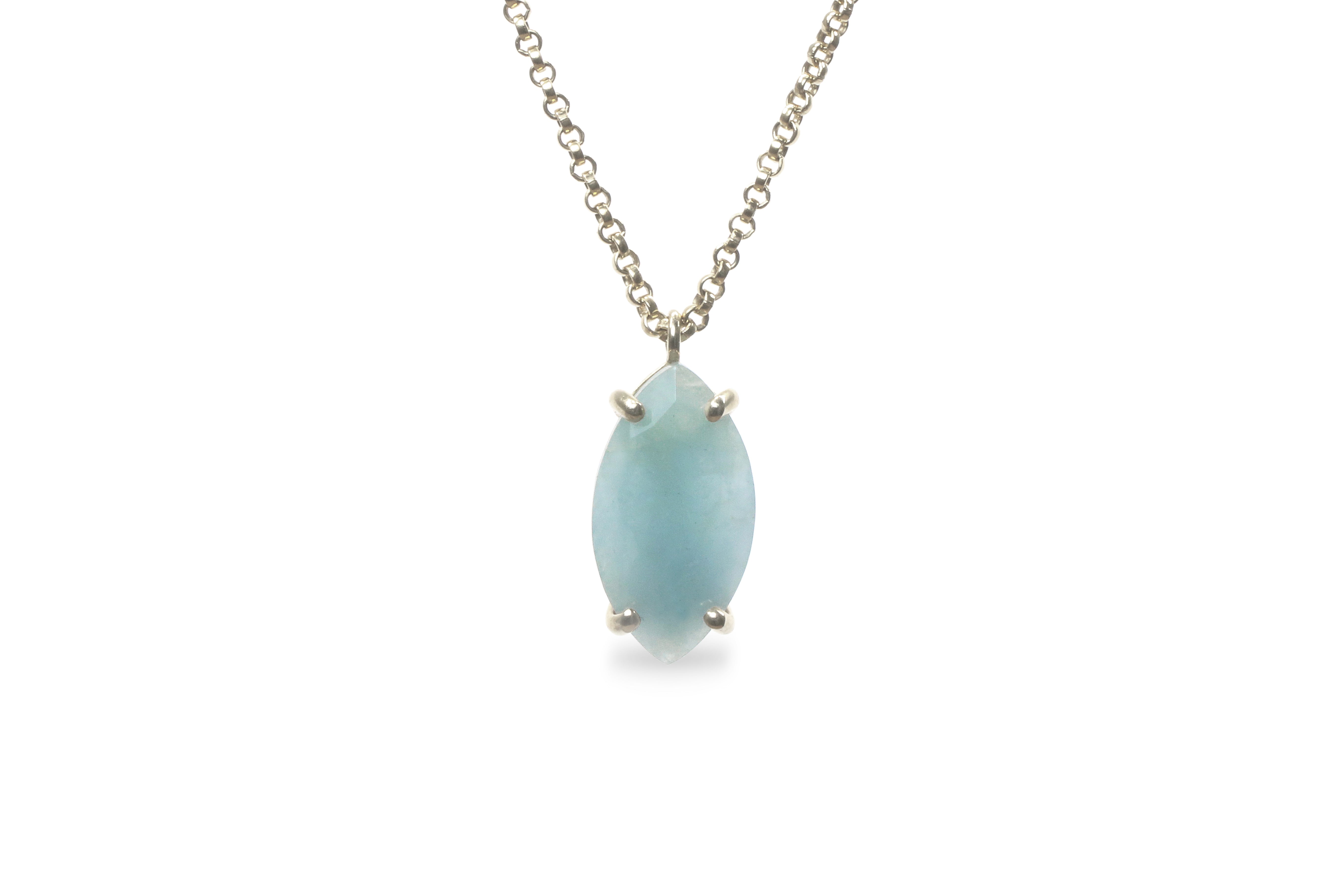 14k Gold Filled Aquamarine Pendant Necklace necklaces Anemone Jewelry