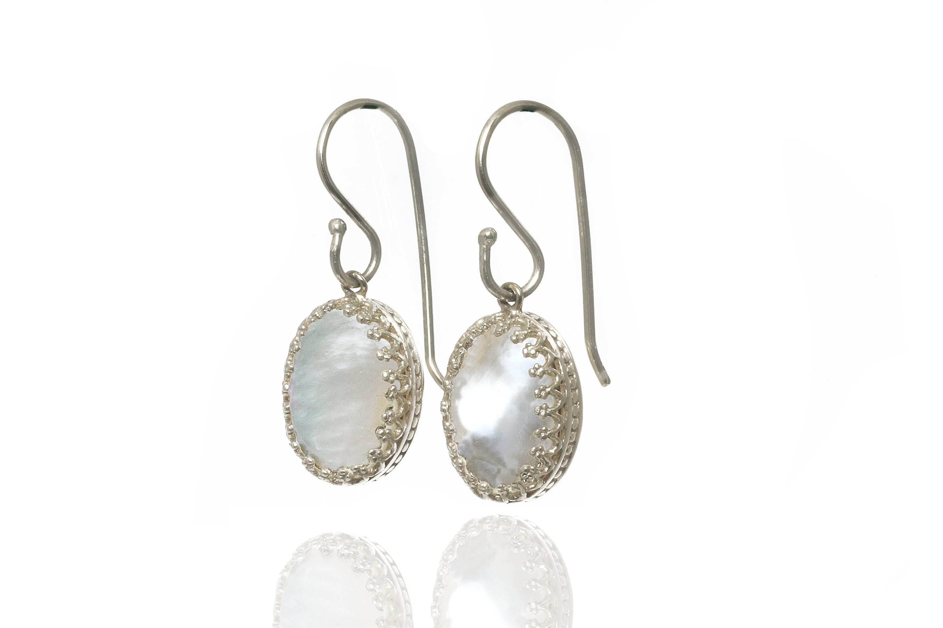 Mother of Pearl Gold Dangling Earrings Earrings Anemone Jewelry